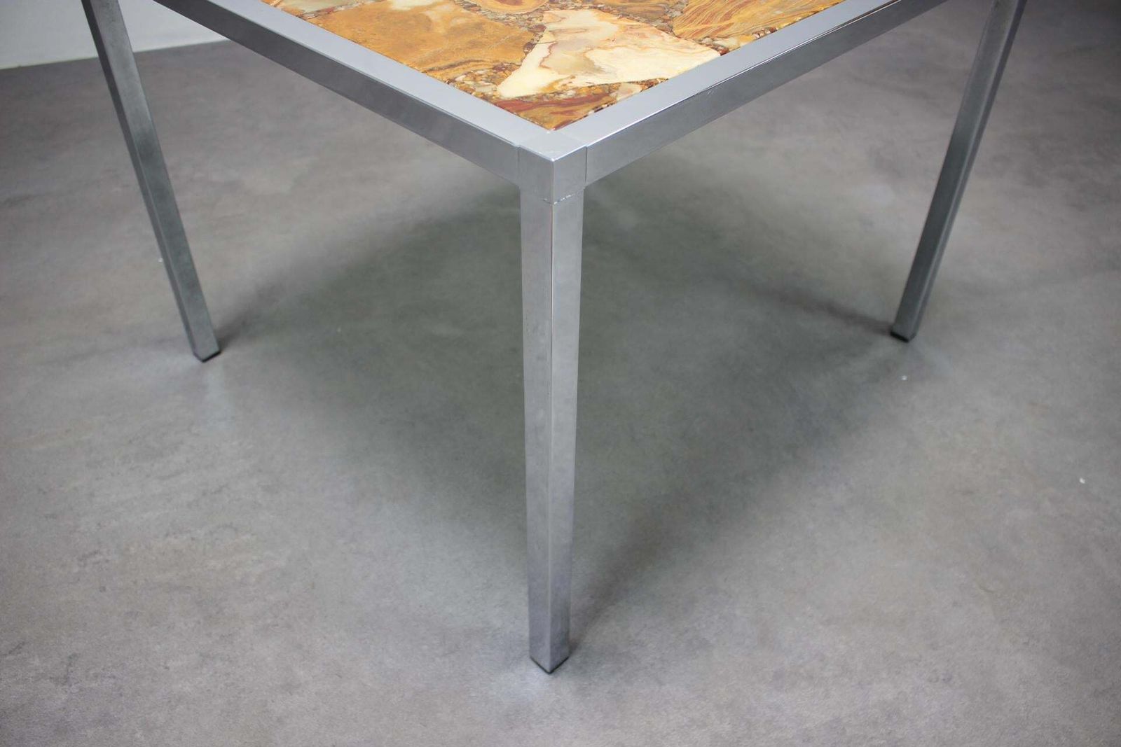 Resin And Stone Chrome Plated Coffee Table, 1970s, Germany photo vintage