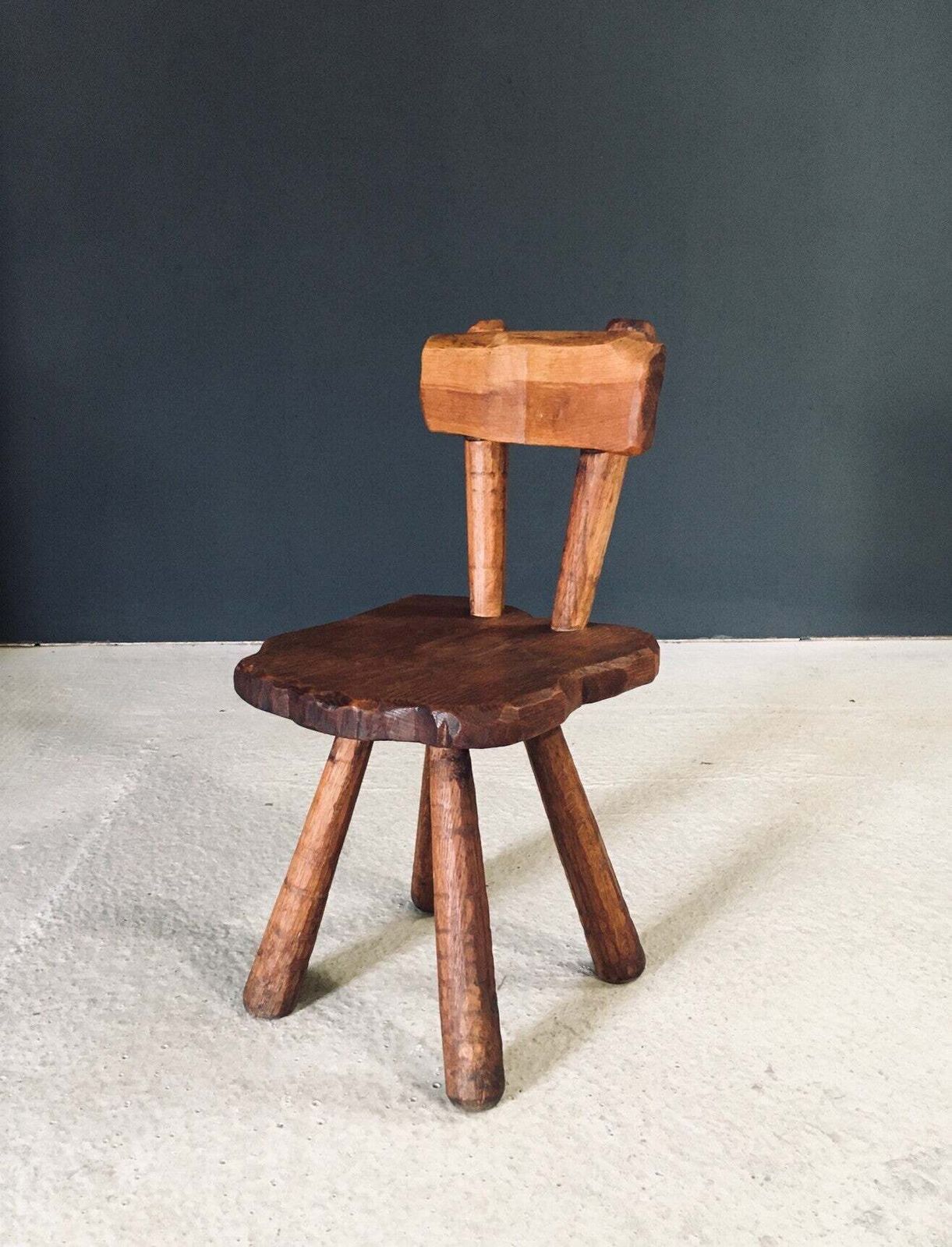 Handgesneden Rustieke Alpine Stoel In Eiken, Frankrijk, Jaren 1920 photo furniture