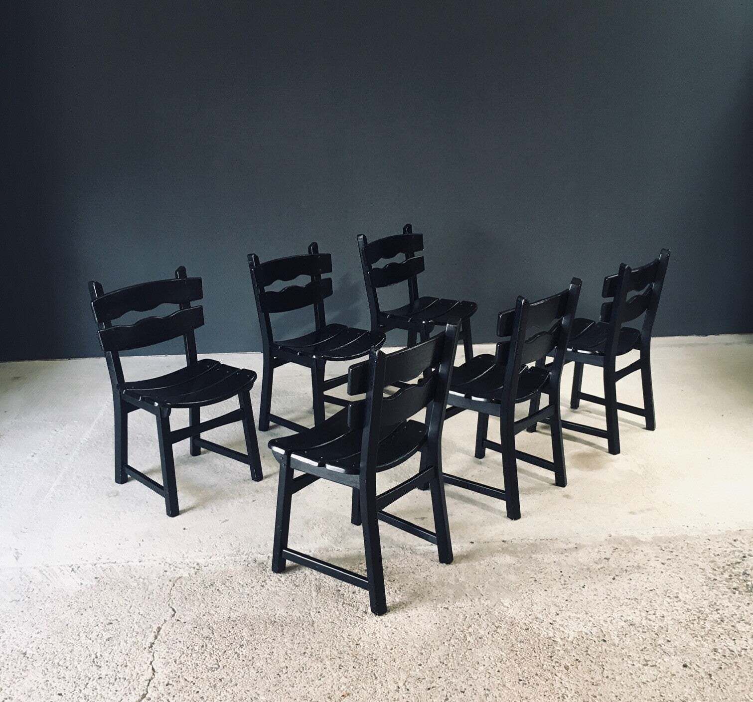 Brutalist Design Dining Chairs By Dittmann For Awa Radbound, Netherlands 1970's photo vinterior