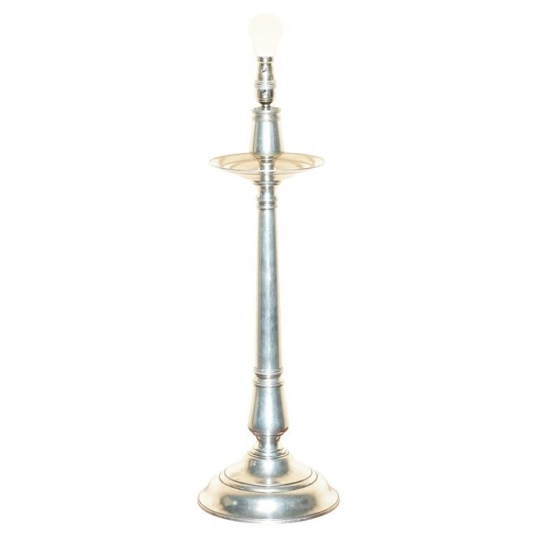 Extra Large Owl Stamped Arte Italica Tavola Marinoni Candlestick Pewter Lamp