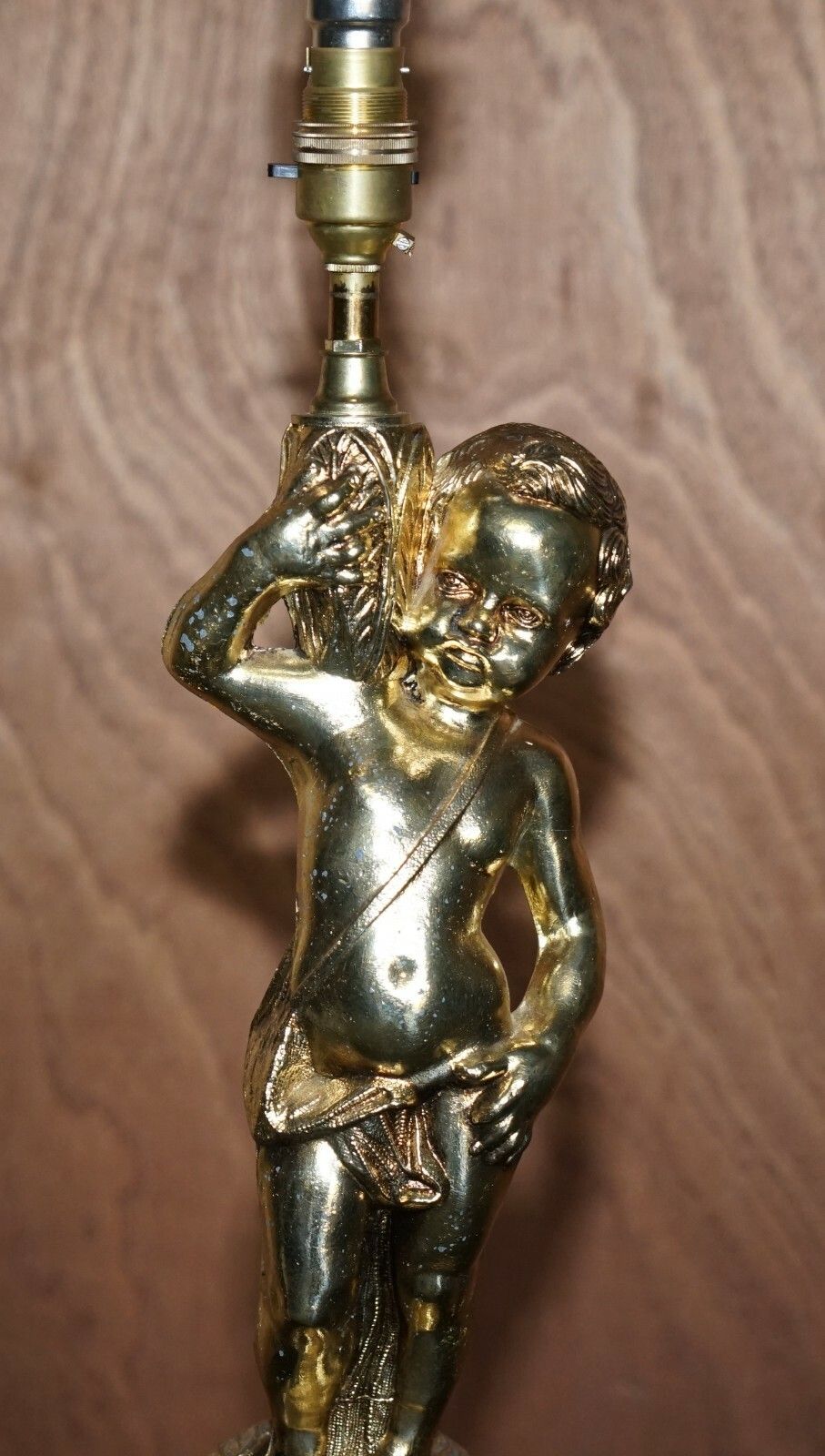 Lovely Large Sized Circa 1940's Marble & Brass Lamp With Cherub Putti's Angel photo furniture
