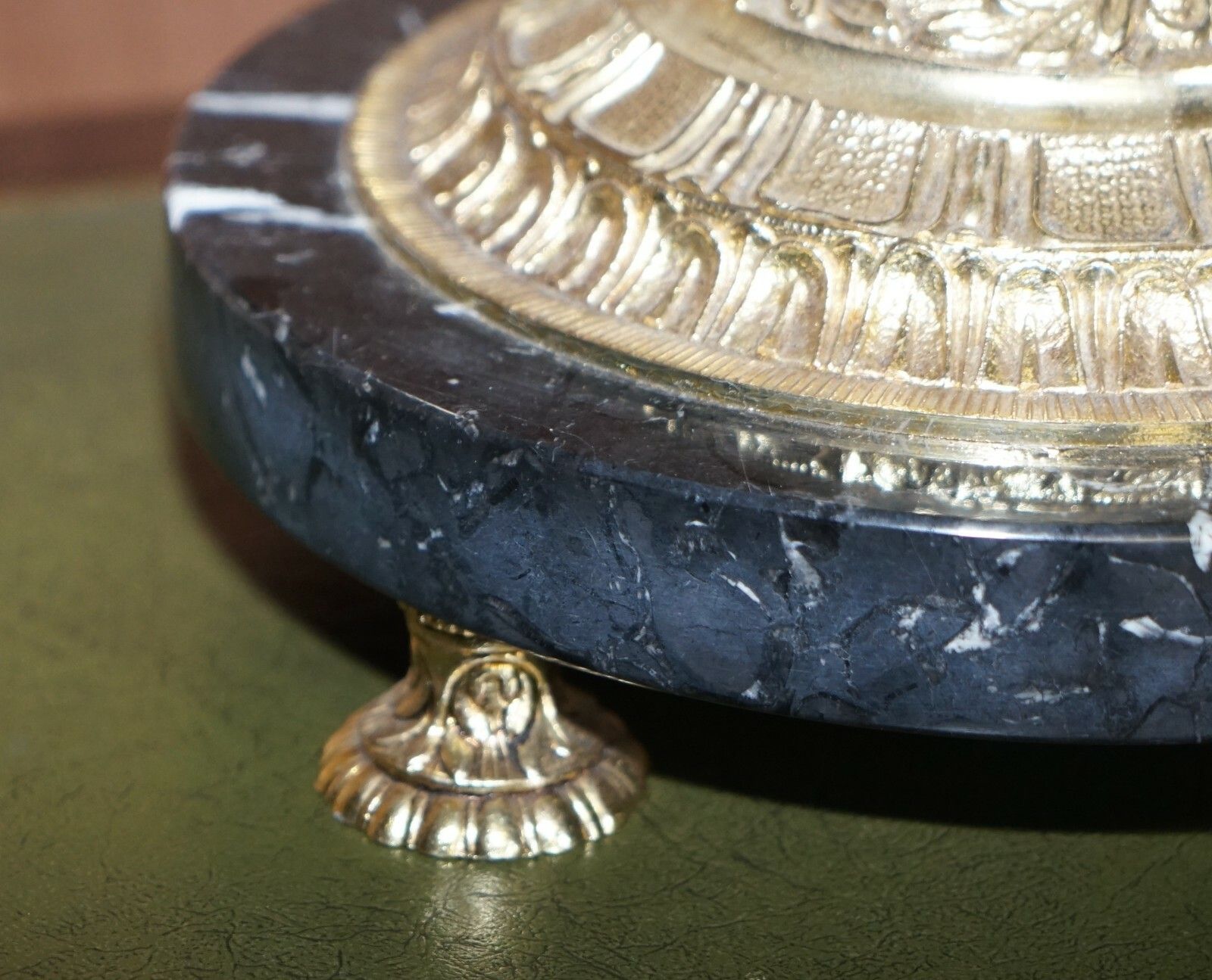 Lovely Large Sized Circa 1940's Marble & Brass Lamp With Cherub Putti's Angel photo buy