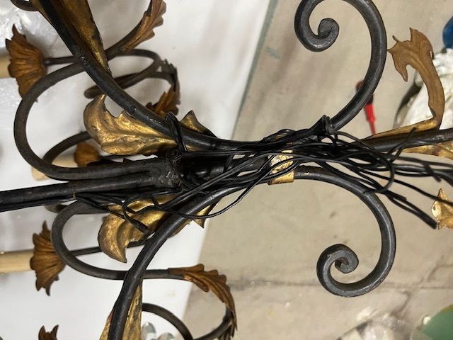 Extra Large Italian Tole Wall Light Sconce With Murano Glass Flowers, 8 Lights photo furniture