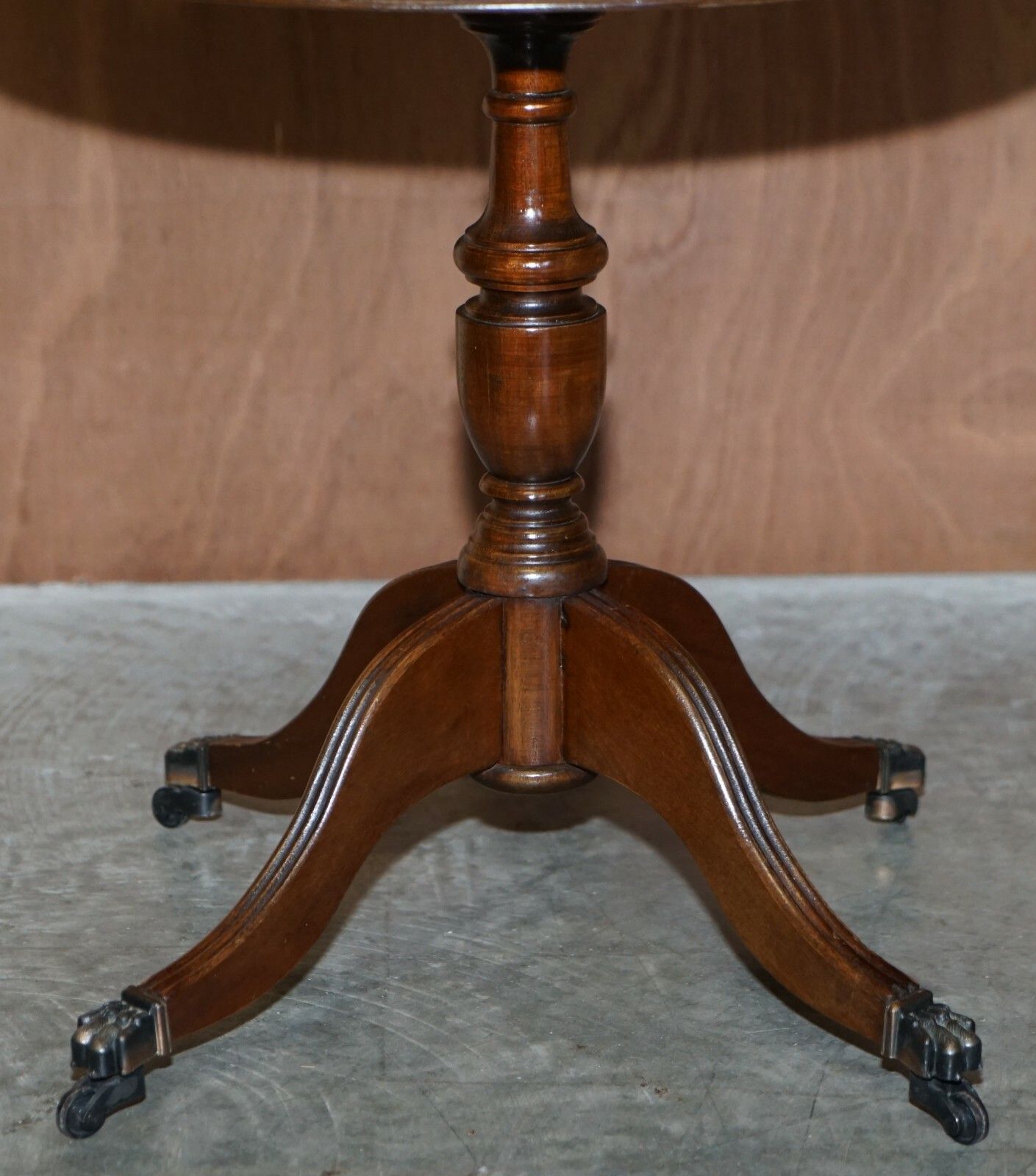 Regency Style Mahogany Oxblood Leather Side End Lamp Wine Drum Table Drawers photo vintage