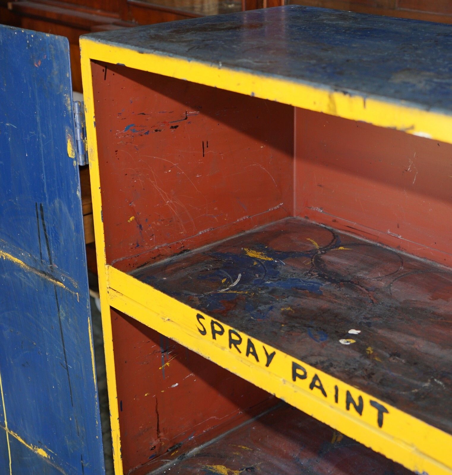 Furniture Industrial Steel Large Circa 1950's Metal Workers Paint Cupboard Very Rare Find photo