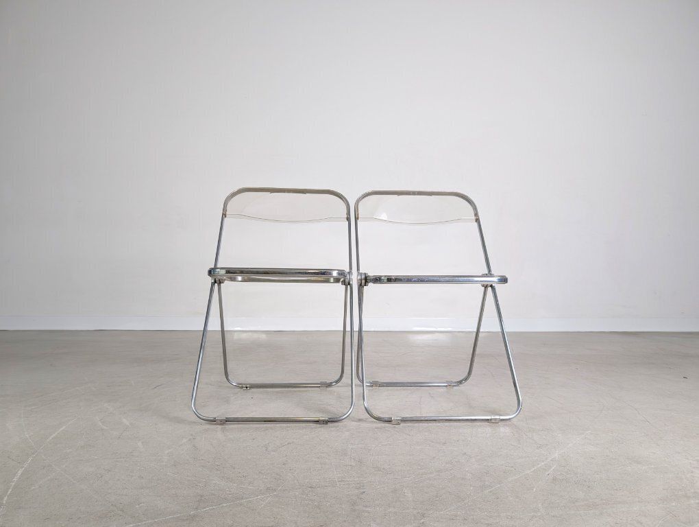 Set Of 2 Midcentury Folding Chair Plia Castelli Giancarlo Piretti Chair photo for sale
