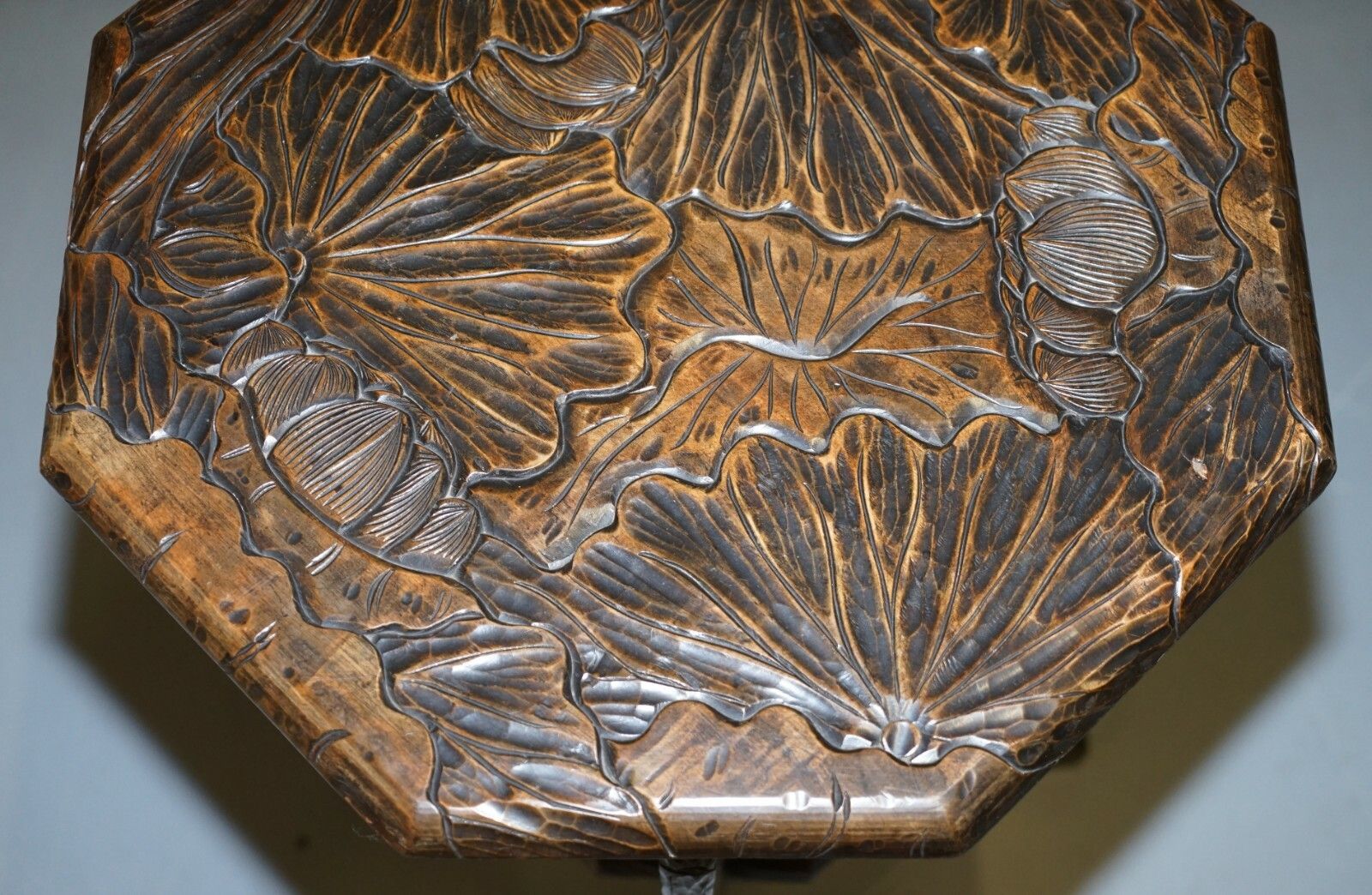 Large 1905 Liberty's London Japanese Carved Side End Lamp Wine Table Jardiniere photo 500.0