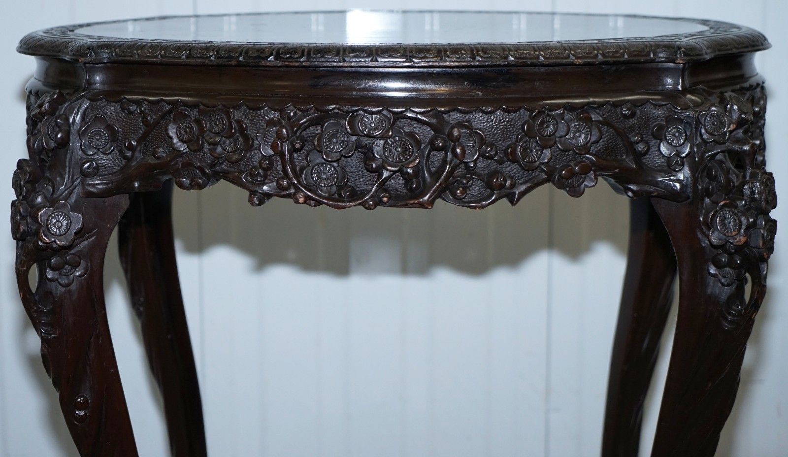 Heavily Carved Chinese Export Occasional Centre Table Black Lacquered Finish photo vinterior