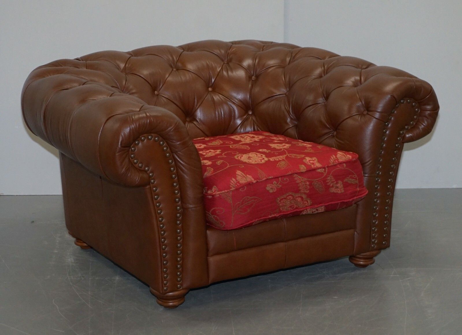 Tetrad Made In England Brown Leather Chesterfield Armchair Part Of Full Suite photo Furniture