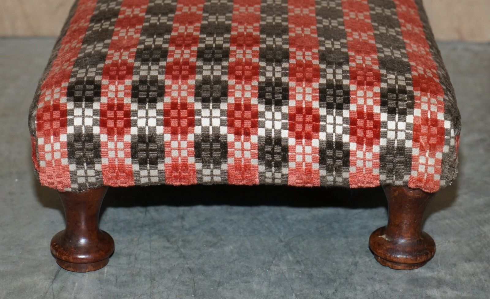 Antique Early Victorian Circa 1840 Mahogany Footstool Use With Wingback Armchair photo vinterior
