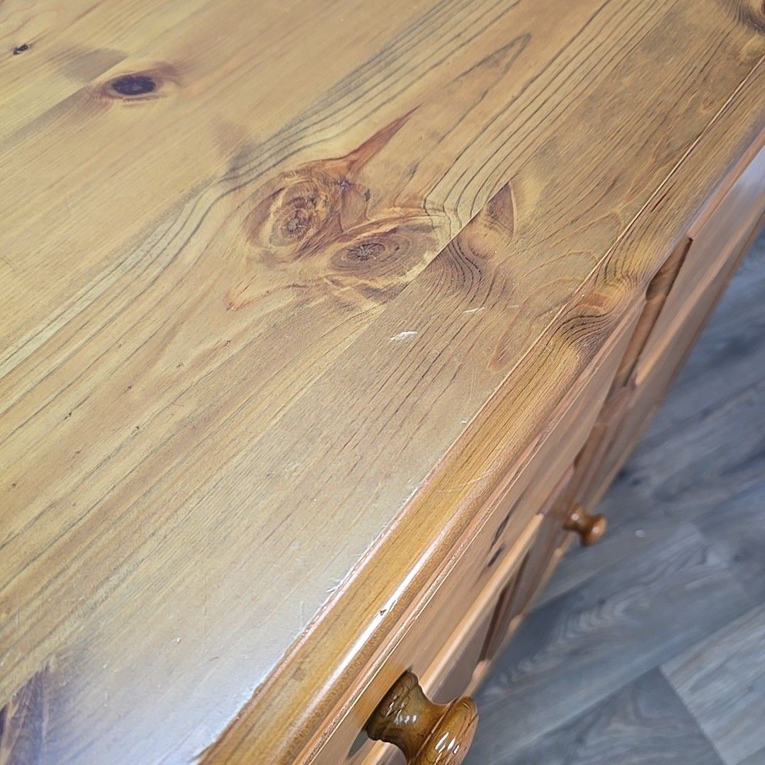 Retro Vintage Solid Pine Wooden Sideboard Cabinet Kitchen Dresser Base Drawers photo vinterior