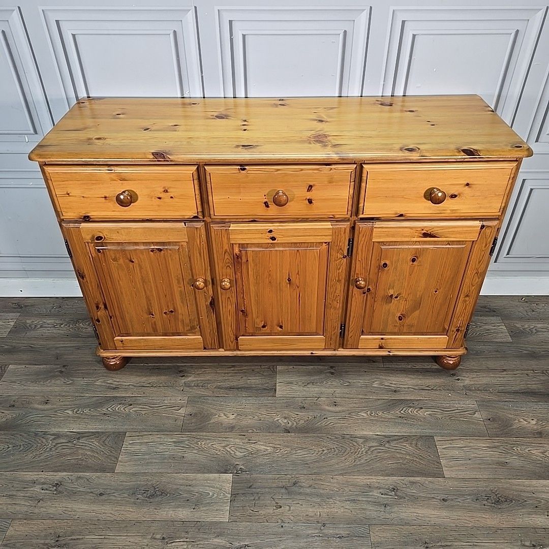 Retro Vintage Solid Pine Wooden Sideboard Cabinet Kitchen Dresser Base Drawers photo buy