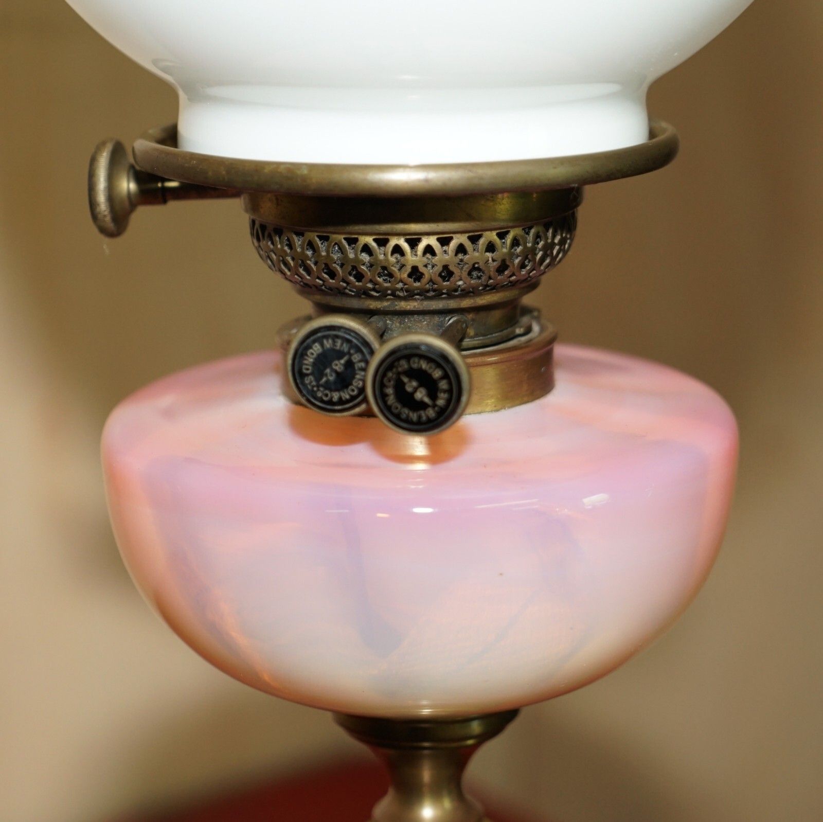 Anitique Onyx Base Victorian Oil Lamp Original Pearl Glass Finish Oil Dome photo Lighting