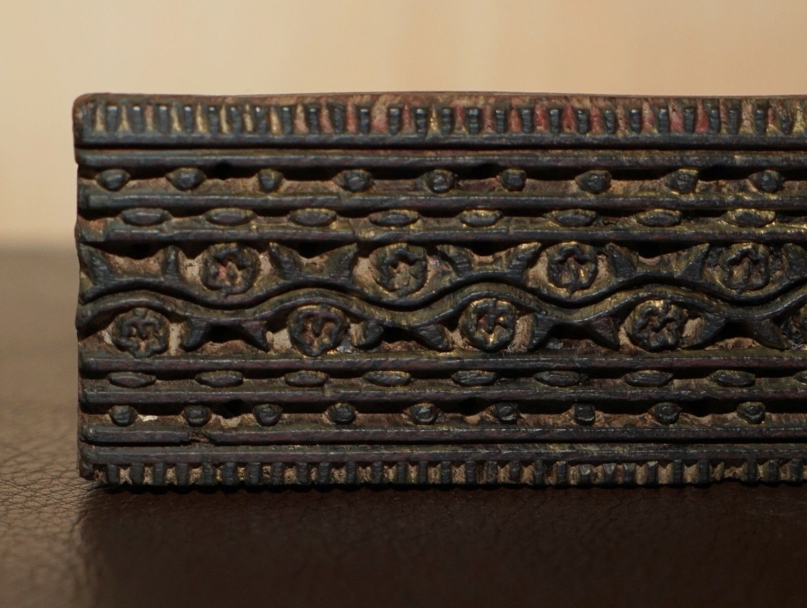 Very Collectable Antique Hand Carved Twelve Flower Printing Block For Wallpaper photo for sale