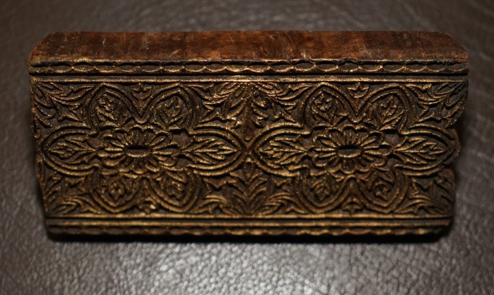 Very Collectable Antique Hand Carved Double Flower Printing Block For Wallpaper photo 540.0