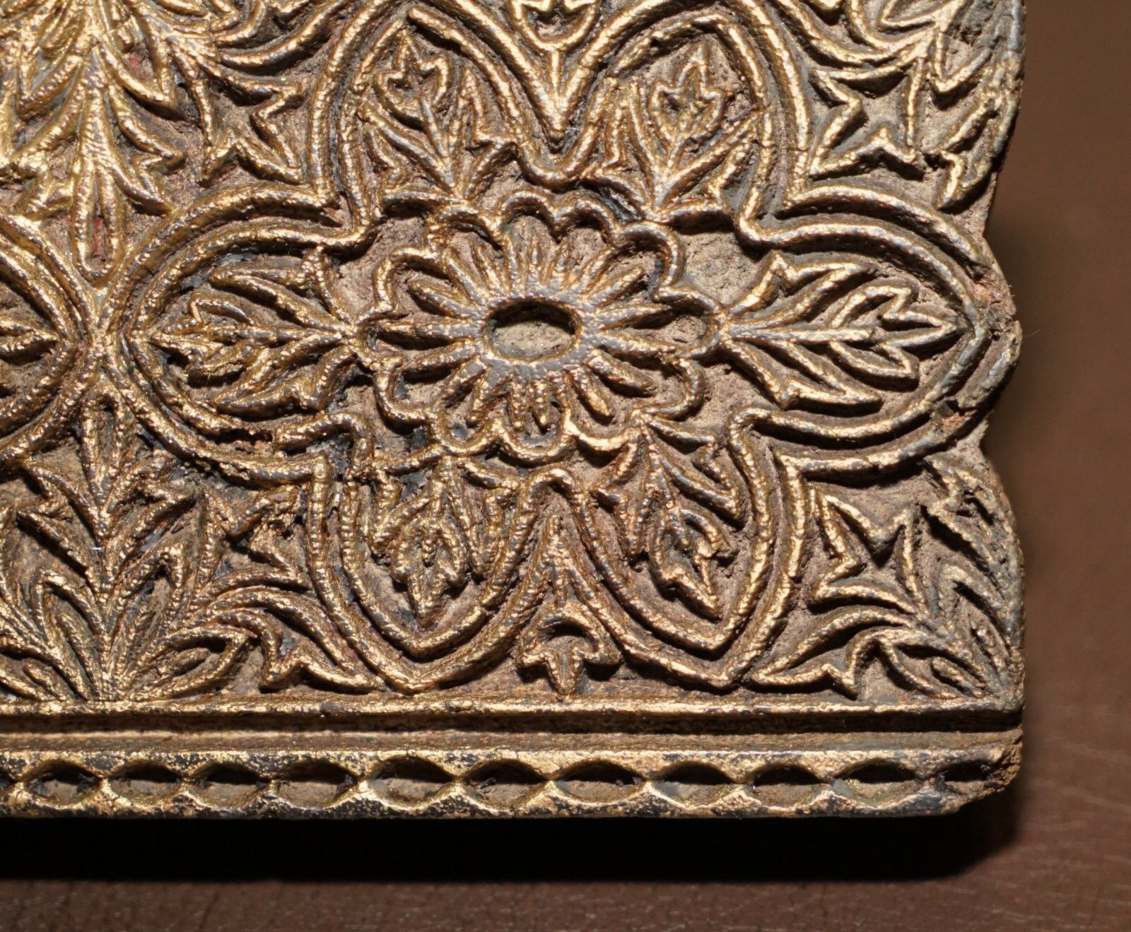 Home Decor Very Collectable Antique Hand Carved Double Flower Printing Block For Wallpaper photo