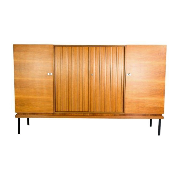 Original Midcentury Highboard Famöla Furniture Fama Walnut