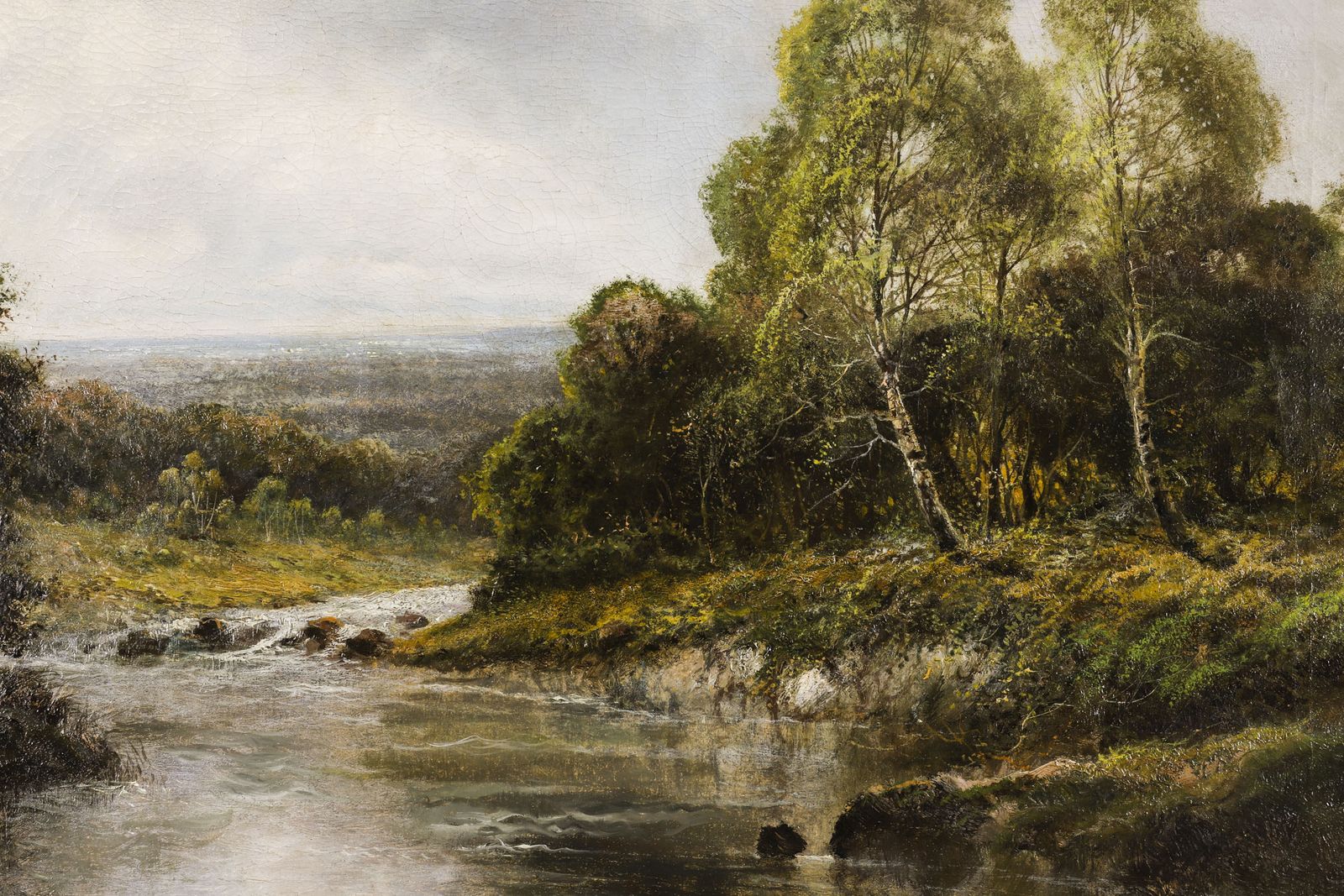 Antique Painting Rural Landscape Near Llantwest, Wales, William Langley  19th C photo Art