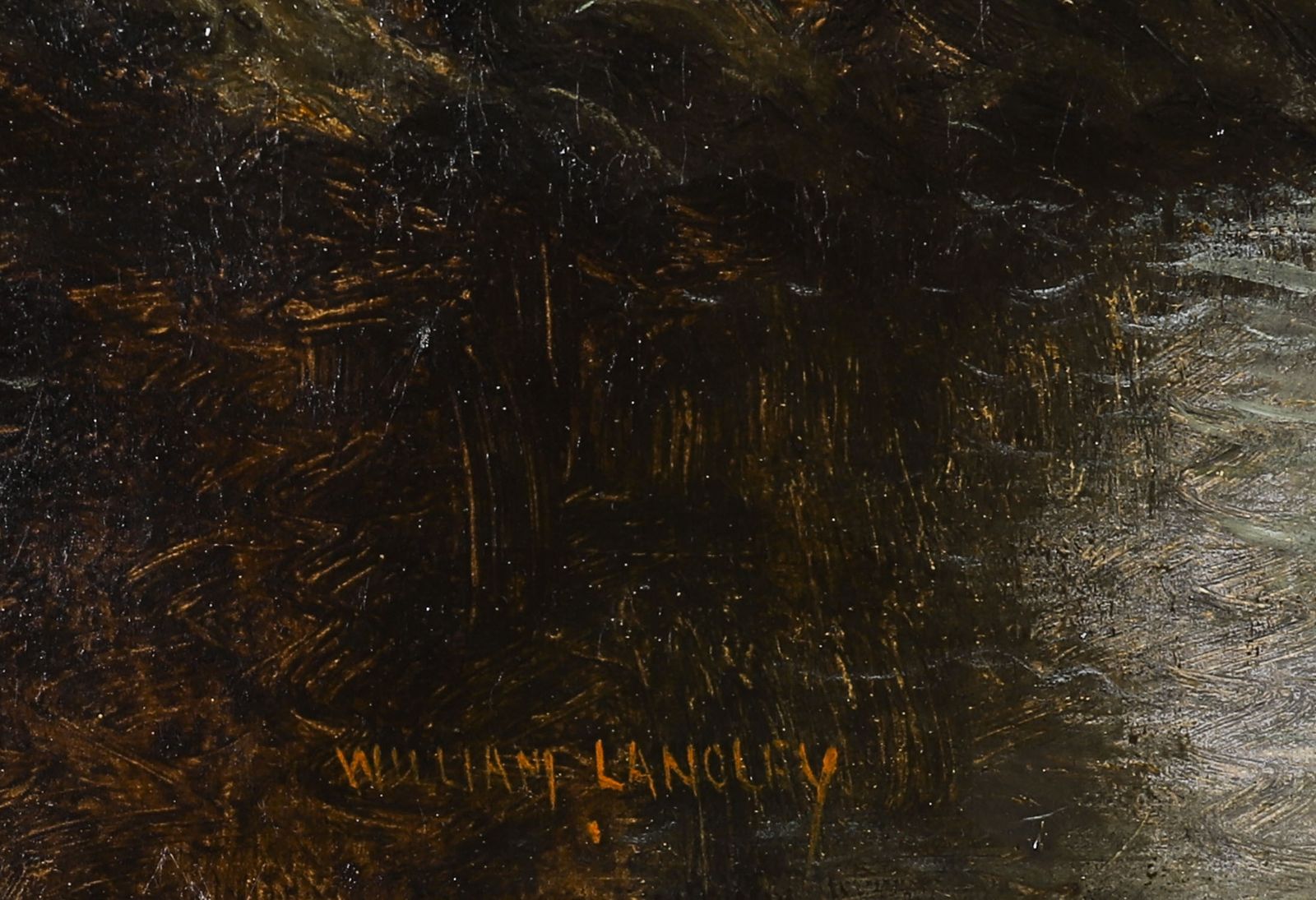 photo furniture Antique Painting Rural Landscape Near Llantwest, Wales, William Langley  19th C