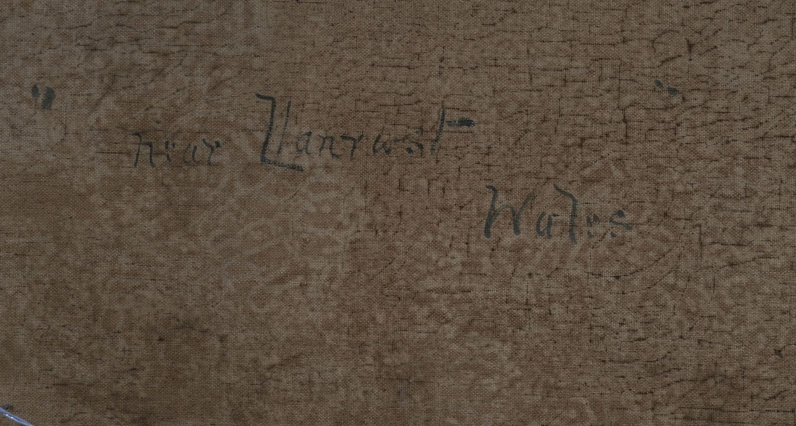 photo for sale Antique Painting Rural Landscape Near Llantwest, Wales, William Langley  19th C