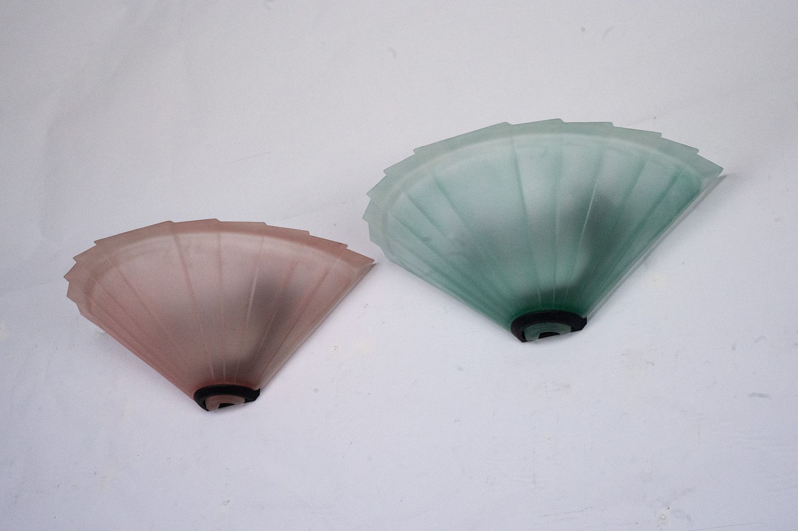 Pair Of De Majo Sconces In Thick Pink And Green Murano Glass. Italy 1980s photo furniture