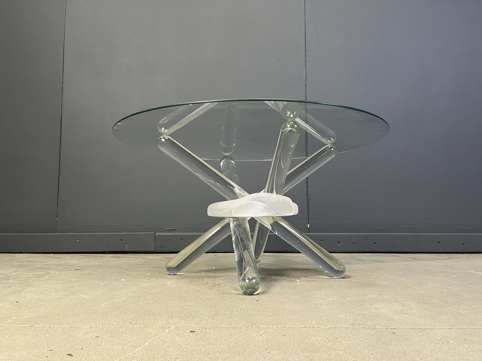 Furniture Murano Glass Arlequin Coffee Table By Maurice Barilone, 1980s photo