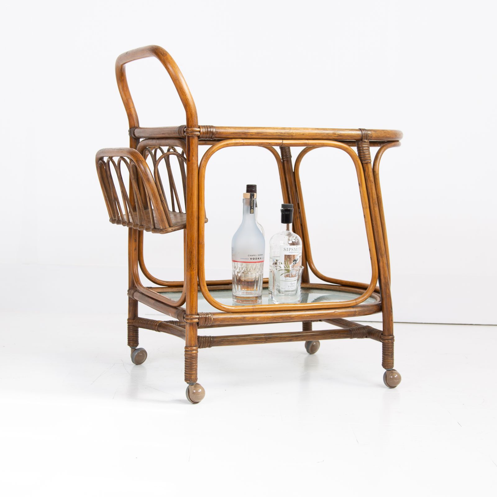 Mid Century Bamboo Drinks Trolley C1970 By Angrave's