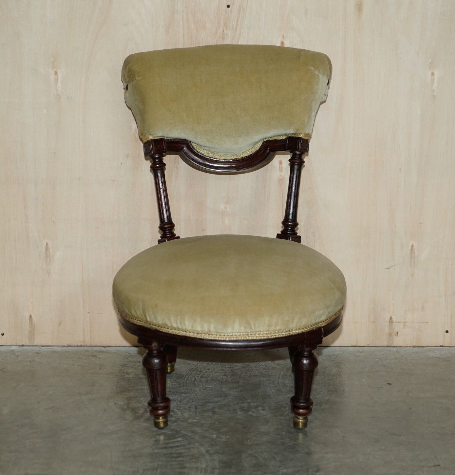Small Antique Victorian Nursing Chair Circa 1860 Carved Mahogany Frame photo furniture