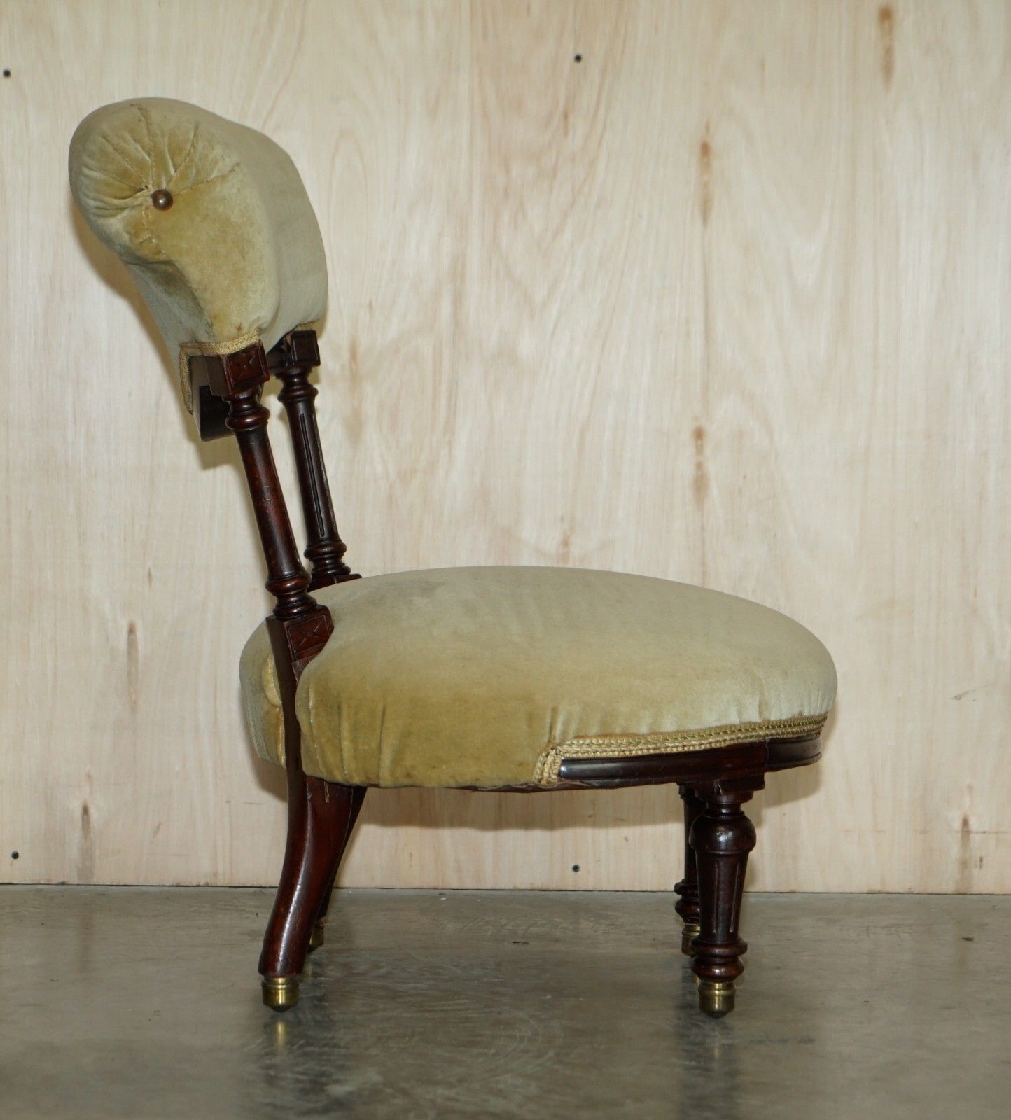 Small Antique Victorian Nursing Chair Circa 1860 Carved Mahogany Frame photo buy