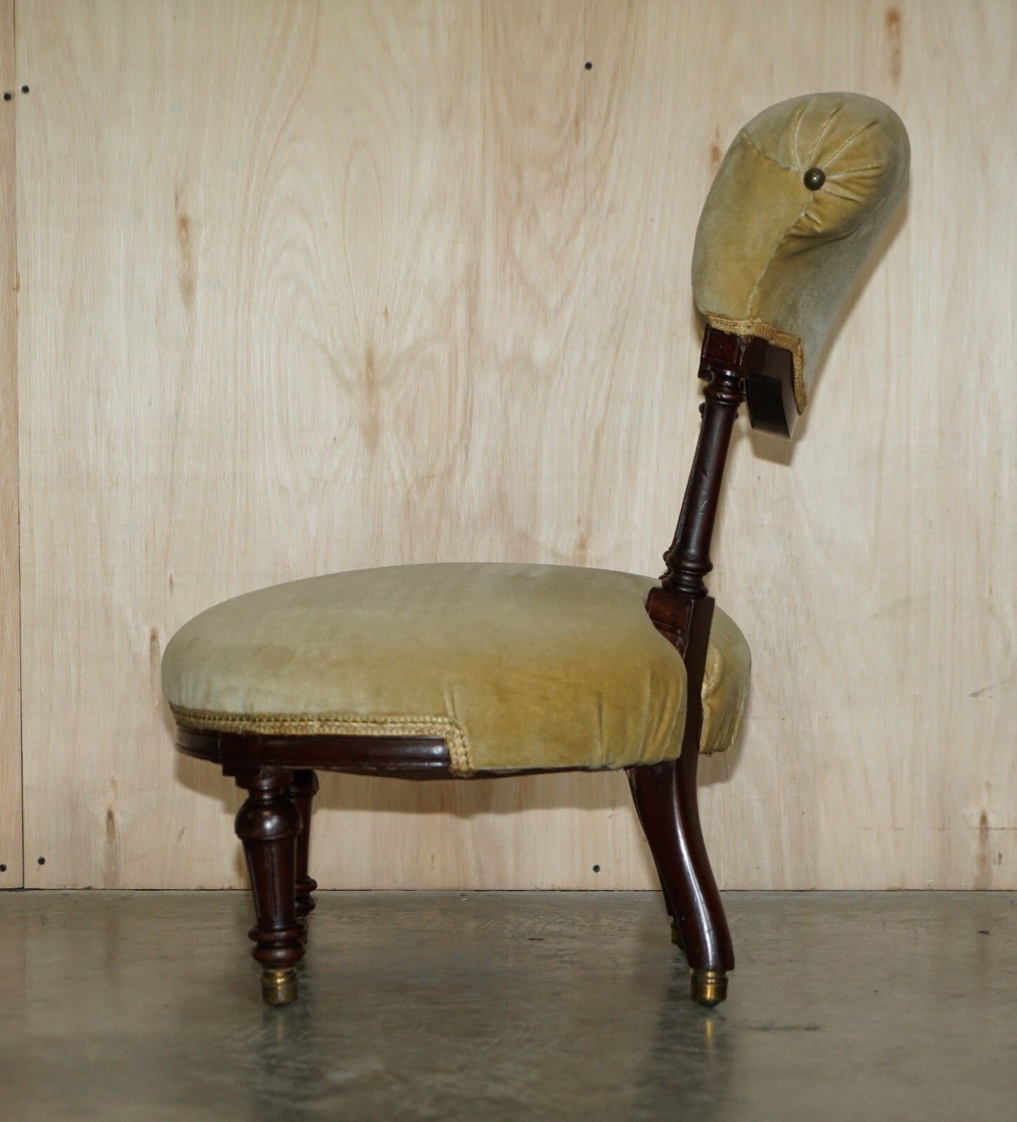 photo furniture Small Antique Victorian Nursing Chair Circa 1860 Carved Mahogany Frame