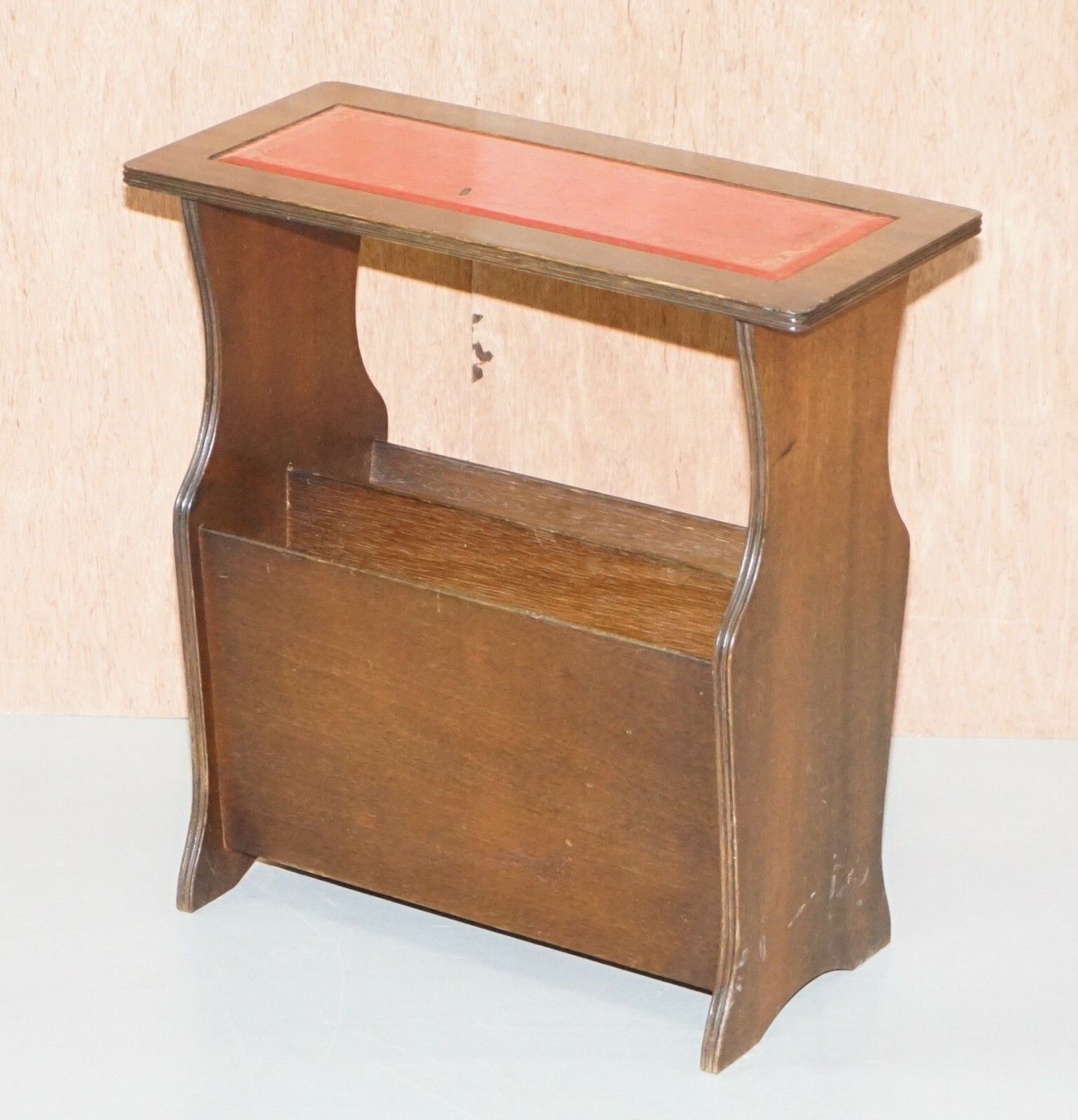 Mahogany With Faded Oxblood Leather Top Bevan Funnell Side Table Magazine Rack photo furniture