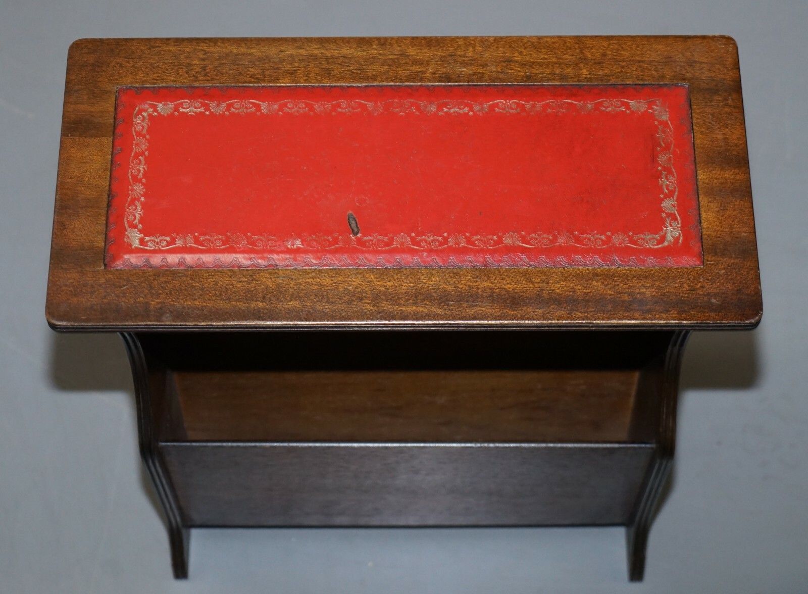 Mahogany With Faded Oxblood Leather Top Bevan Funnell Side Table Magazine Rack photo 375.0