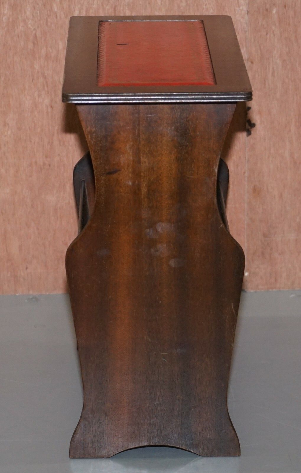 Furniture Mahogany With Faded Oxblood Leather Top Bevan Funnell Side Table Magazine Rack photo
