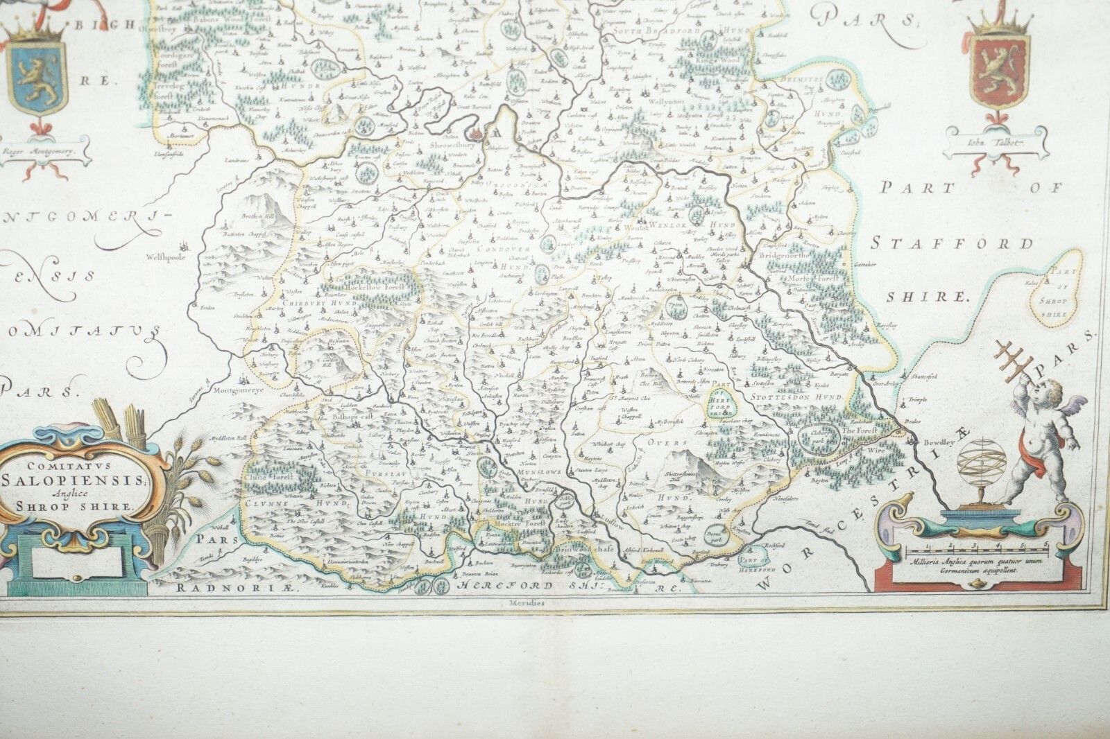 Staffordshire 1645 Hand Coloured Antique Print Staffordiensis Comitatvs Map photo buy