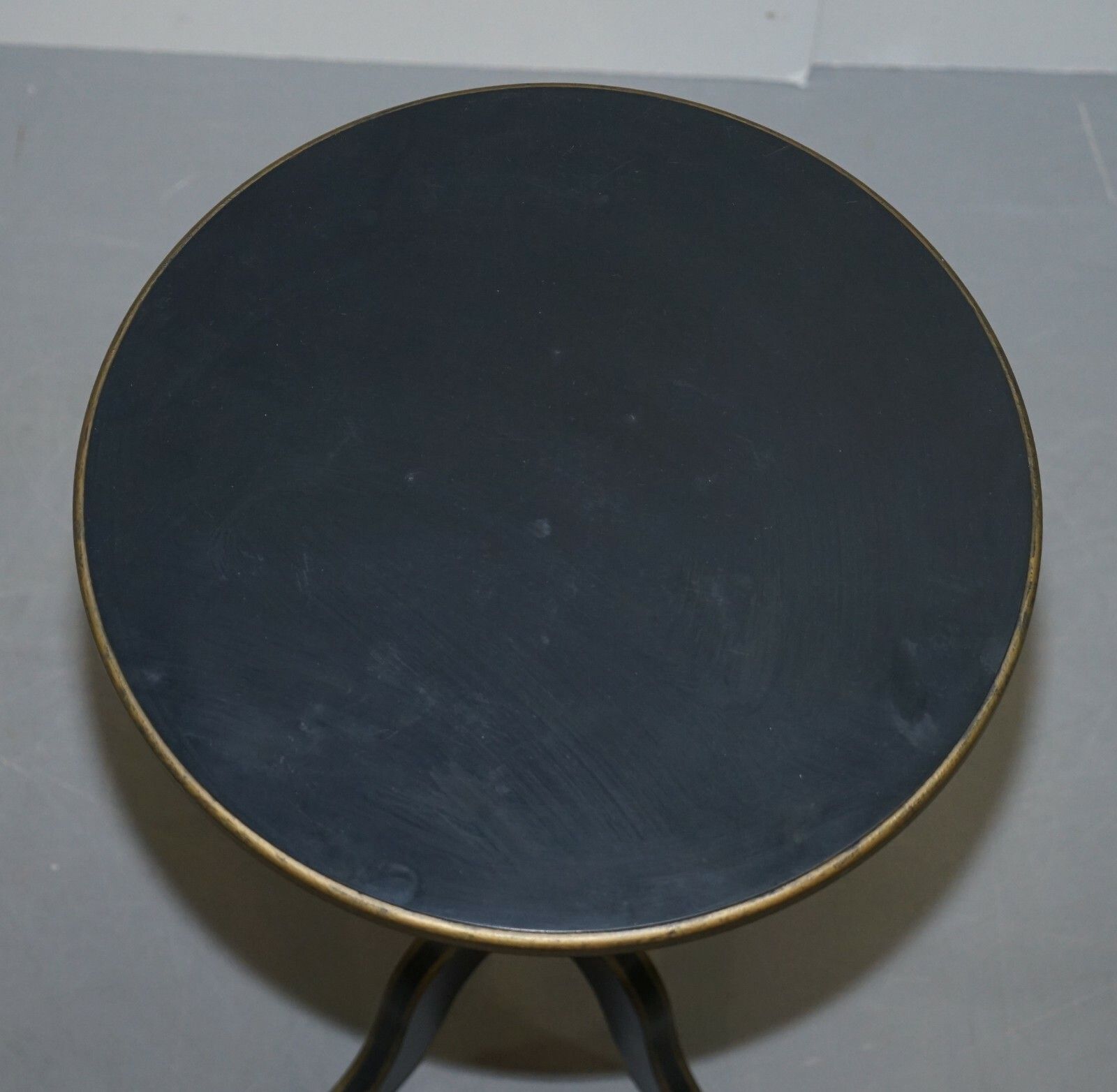 Lamp Side End Table With Ebonised Black Frames And Gold Gilt Wood Detailing photo for sale