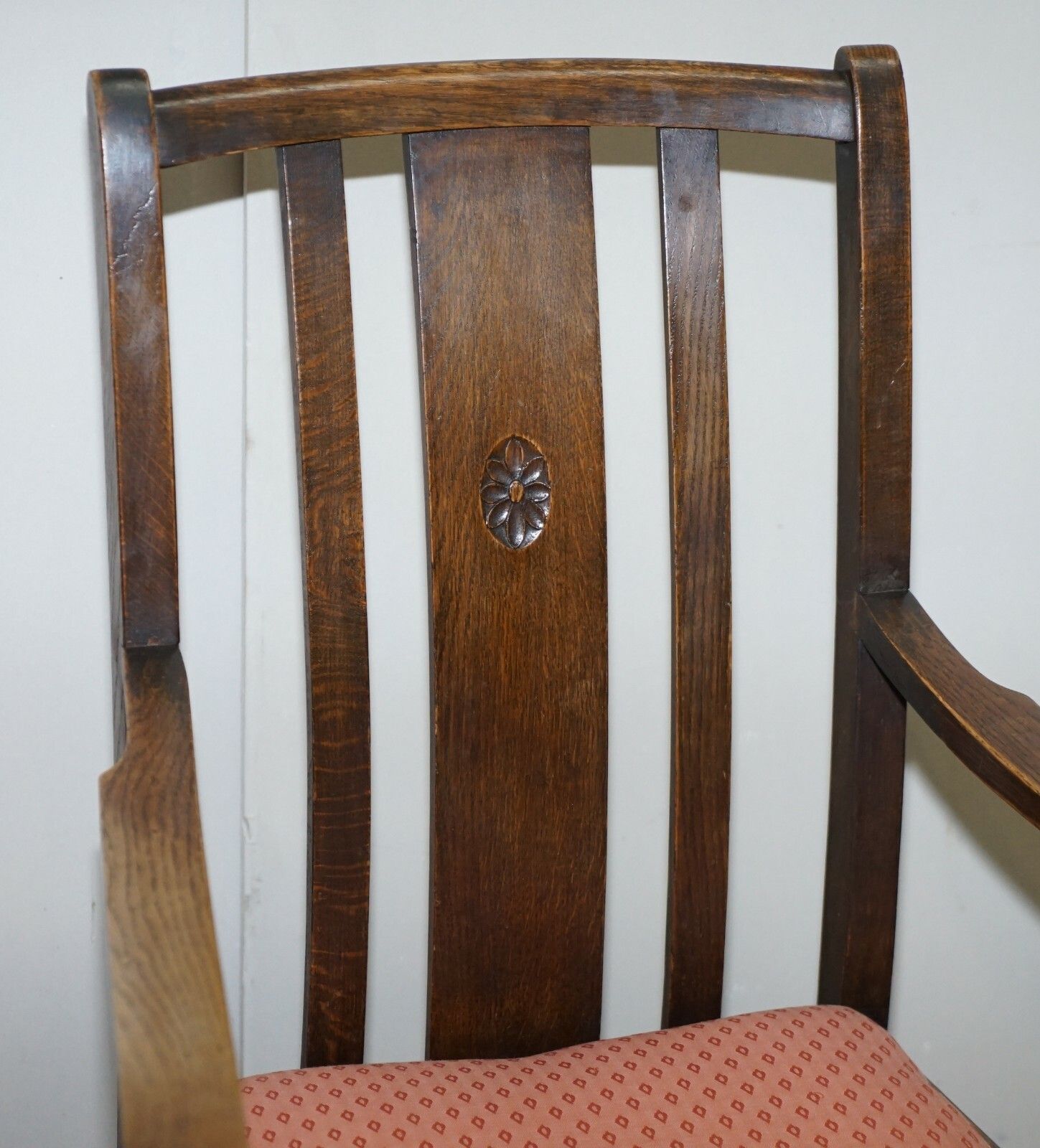 English Oak Circa 1940's Carver Occasional Armchair Lovely Timber Patina Mustsee photo vinterior