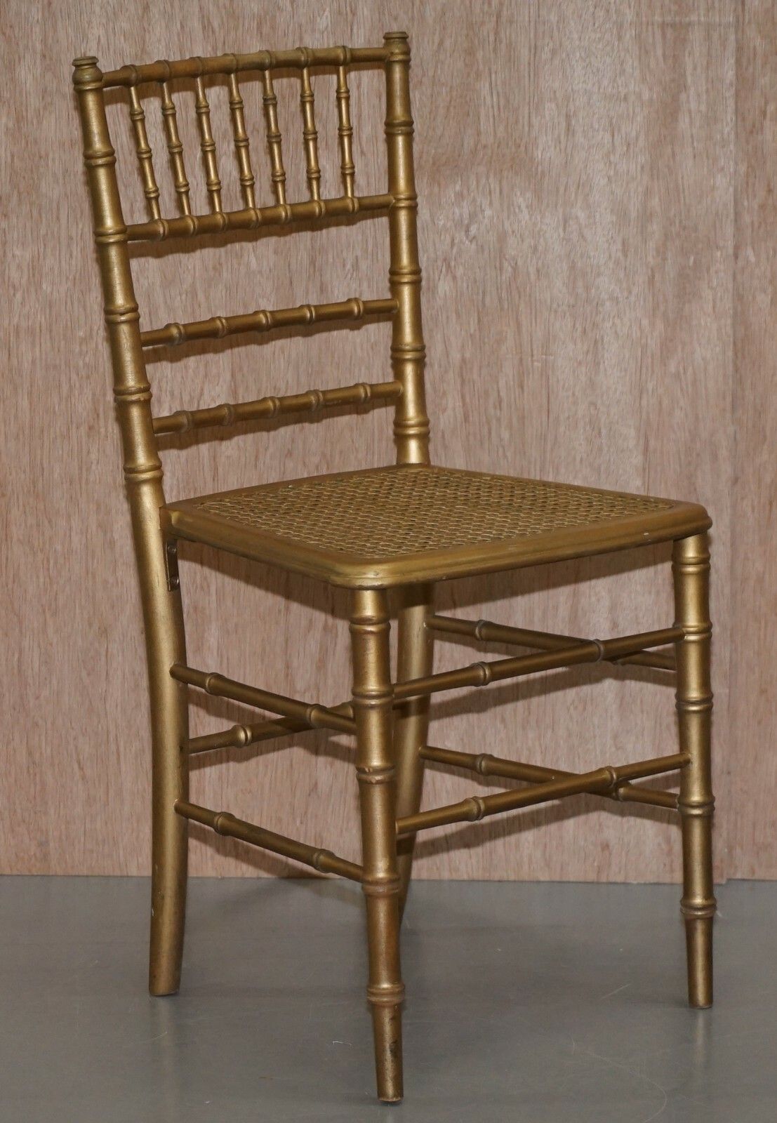 Edwardian Giltwood Famboo Regency Style Bergere Chair With Newly Gold Gilt Frame photo furniture