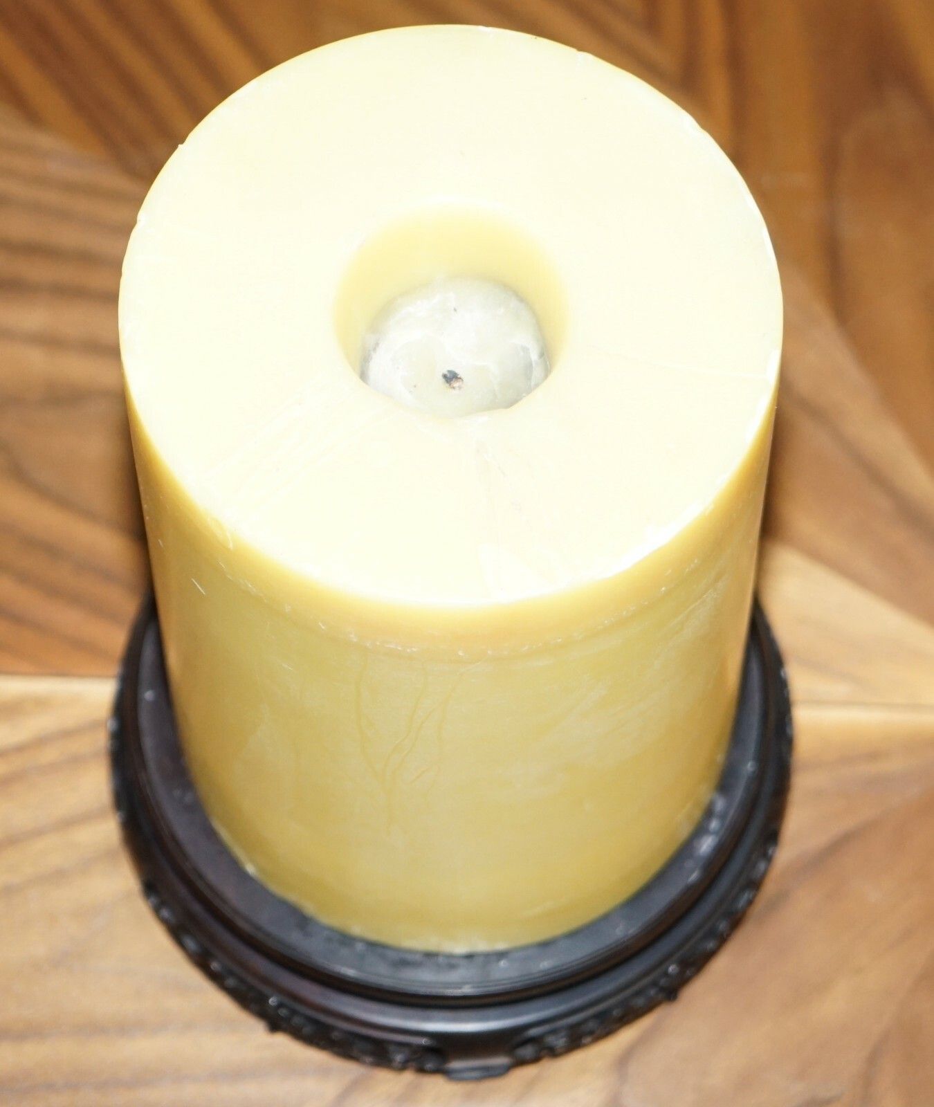 Stunning Pair Of Very Large Vintage Chinese Church Candles With Carved Wood Base photo for sale