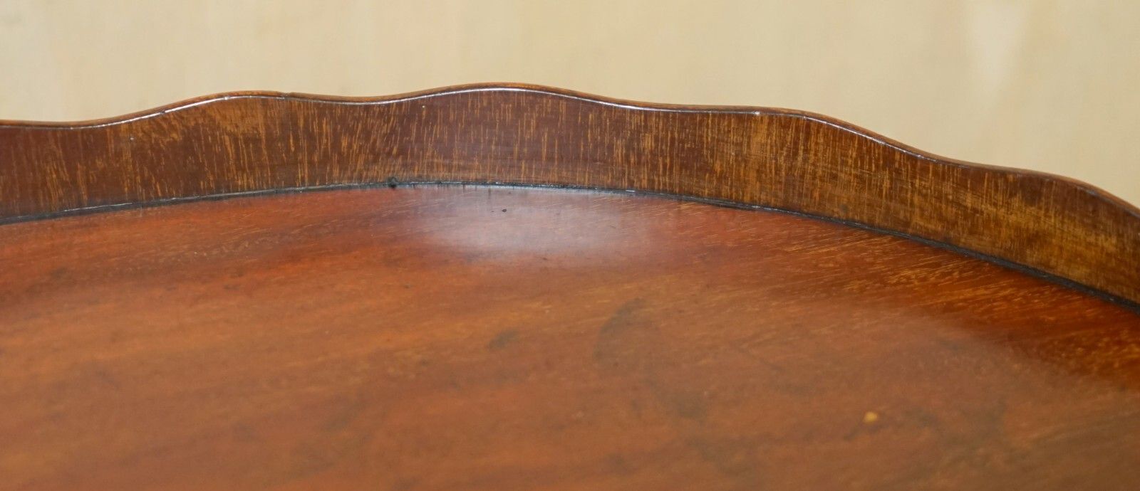 285.0 Antique Circa 1880 Sheraton Revival Satinwood Walnut Serving Tray Bronze Handles photo