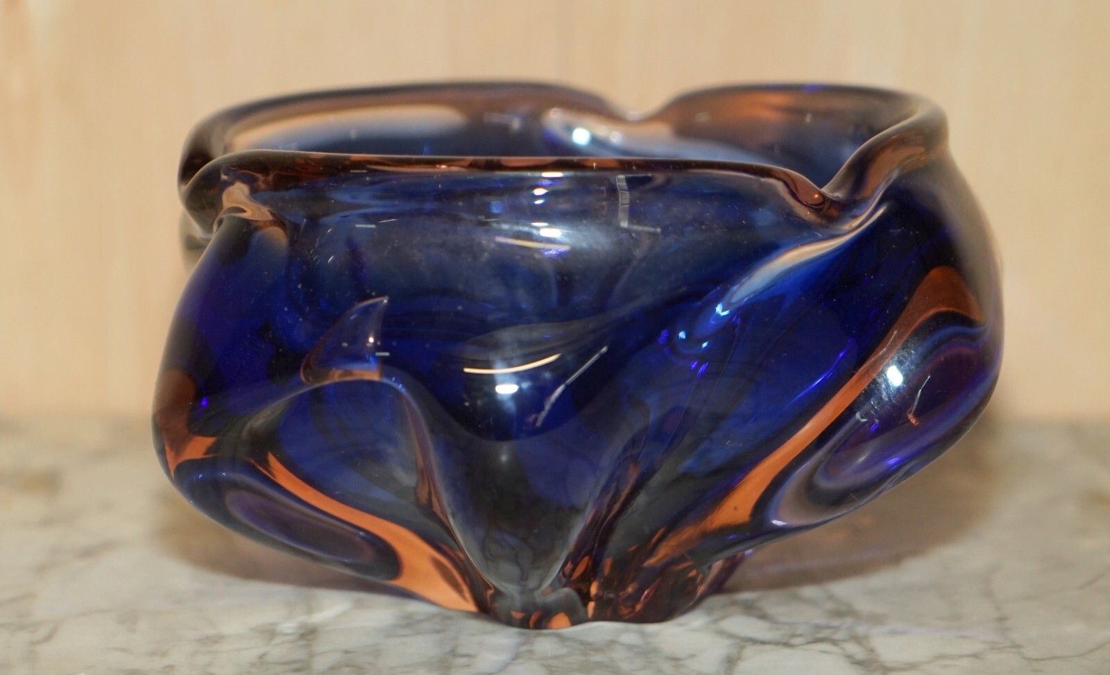 photo for sale Beautiful Decorative Custom Made Decorative Floral Glass Bowl Or Dish Deep Blue
