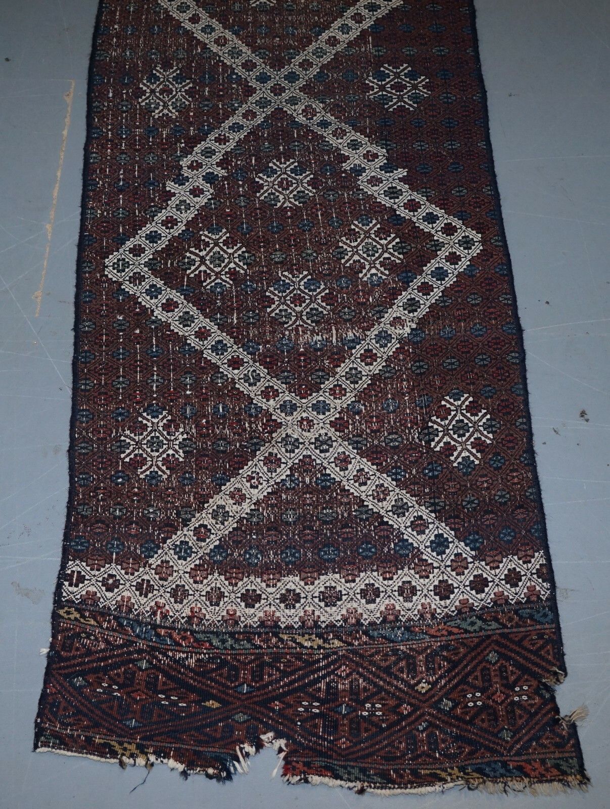 Very Old Antique Hand Knotted Runner Rug Stunning Kilim Country House Charming photo 250.0