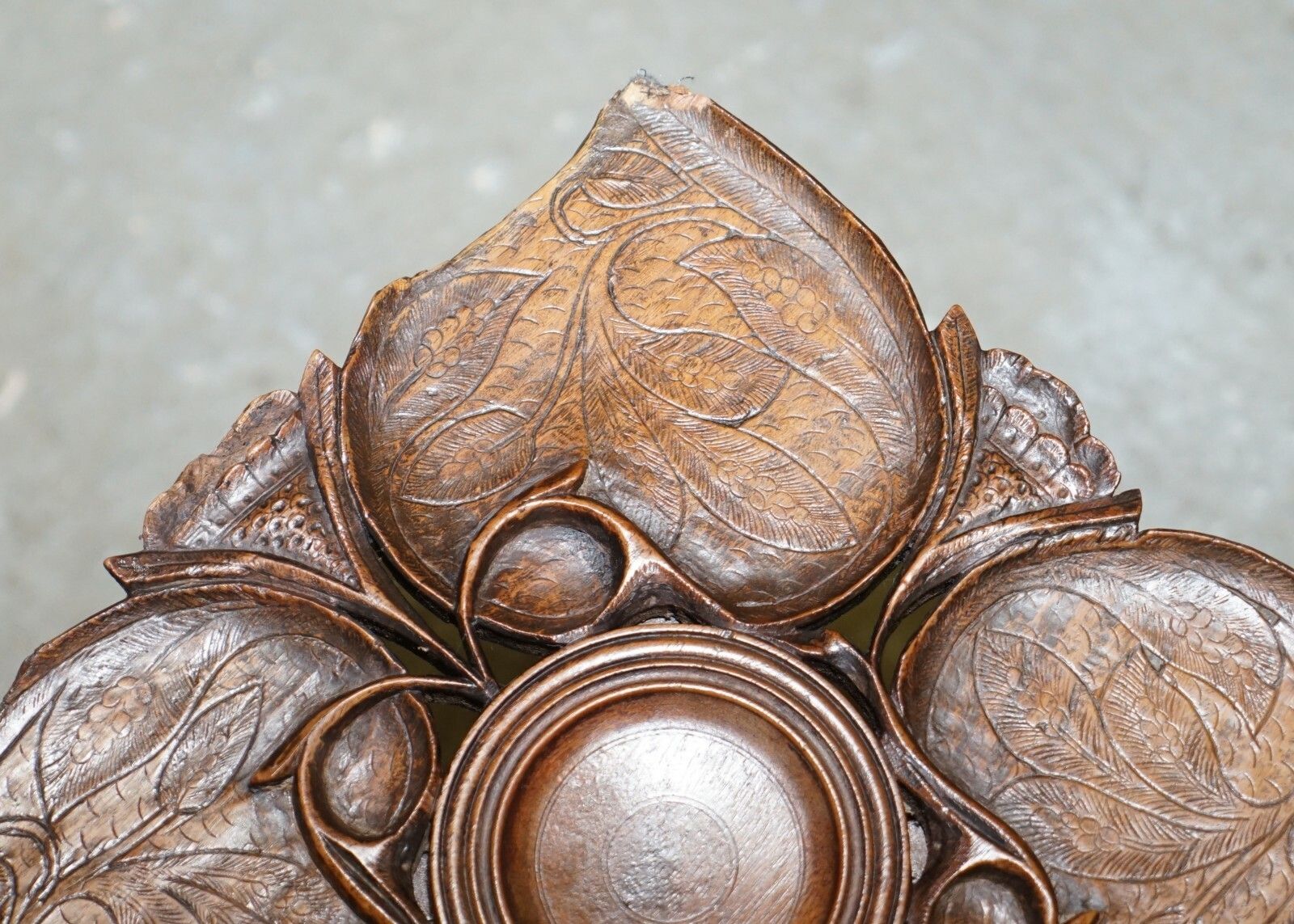 photo furniture Anglo Burmese Hand Carved 19th Century Antique Folding Side End Lamp Wine Table