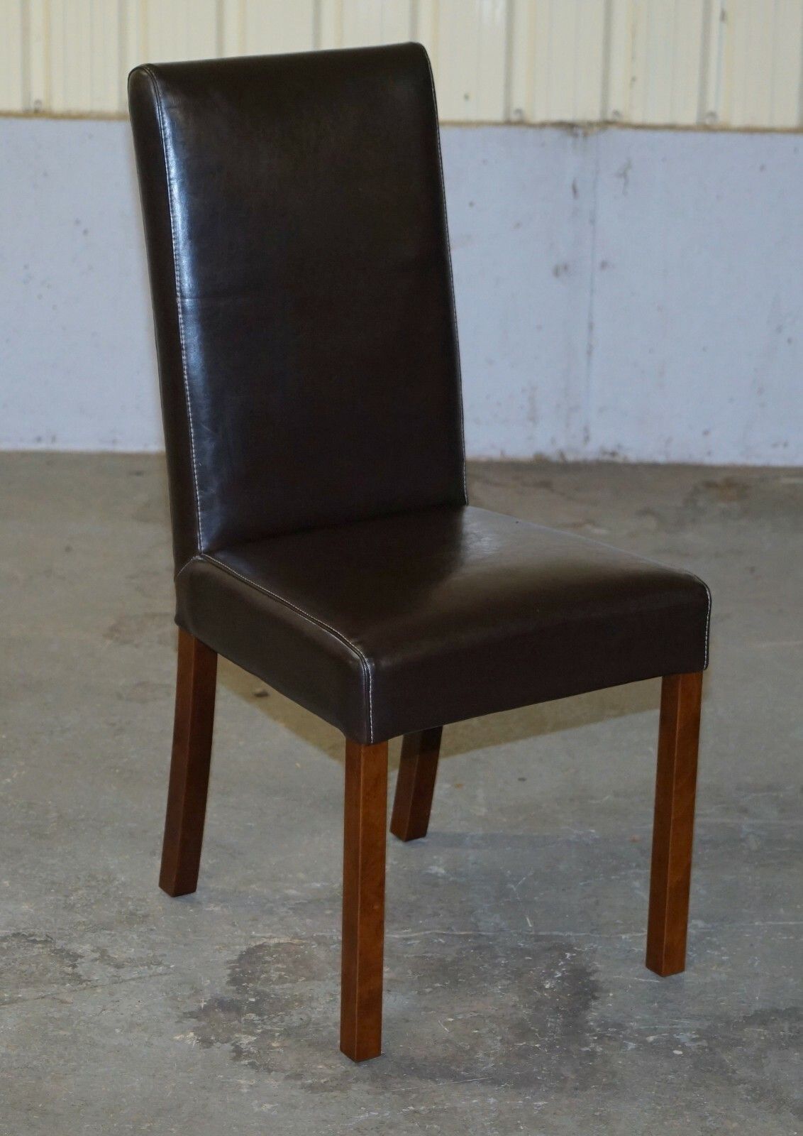 Suite Of Six Bicast Leather Contemporary Dining Chairs With Custom Made Covers photo vintage