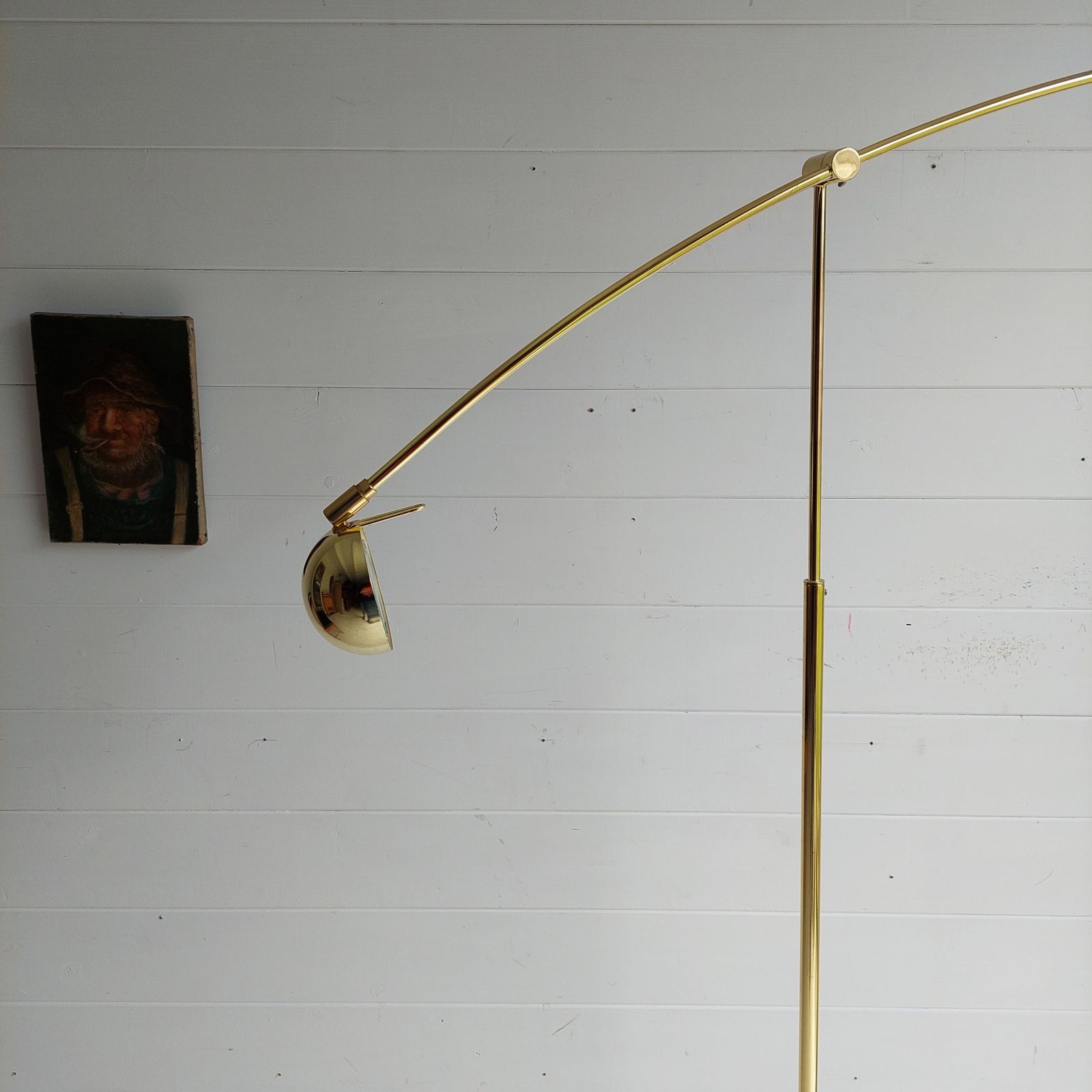 Mid Century Adjustable Brass Floor Lamp Counter Balance Minimalist, Germany, 1970s photo 550.0