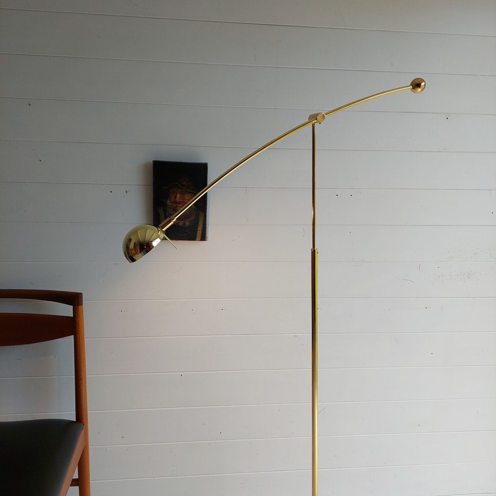 Mid Century Adjustable Brass Floor Lamp Counter Balance Minimalist, Germany, 1970s photo furniture