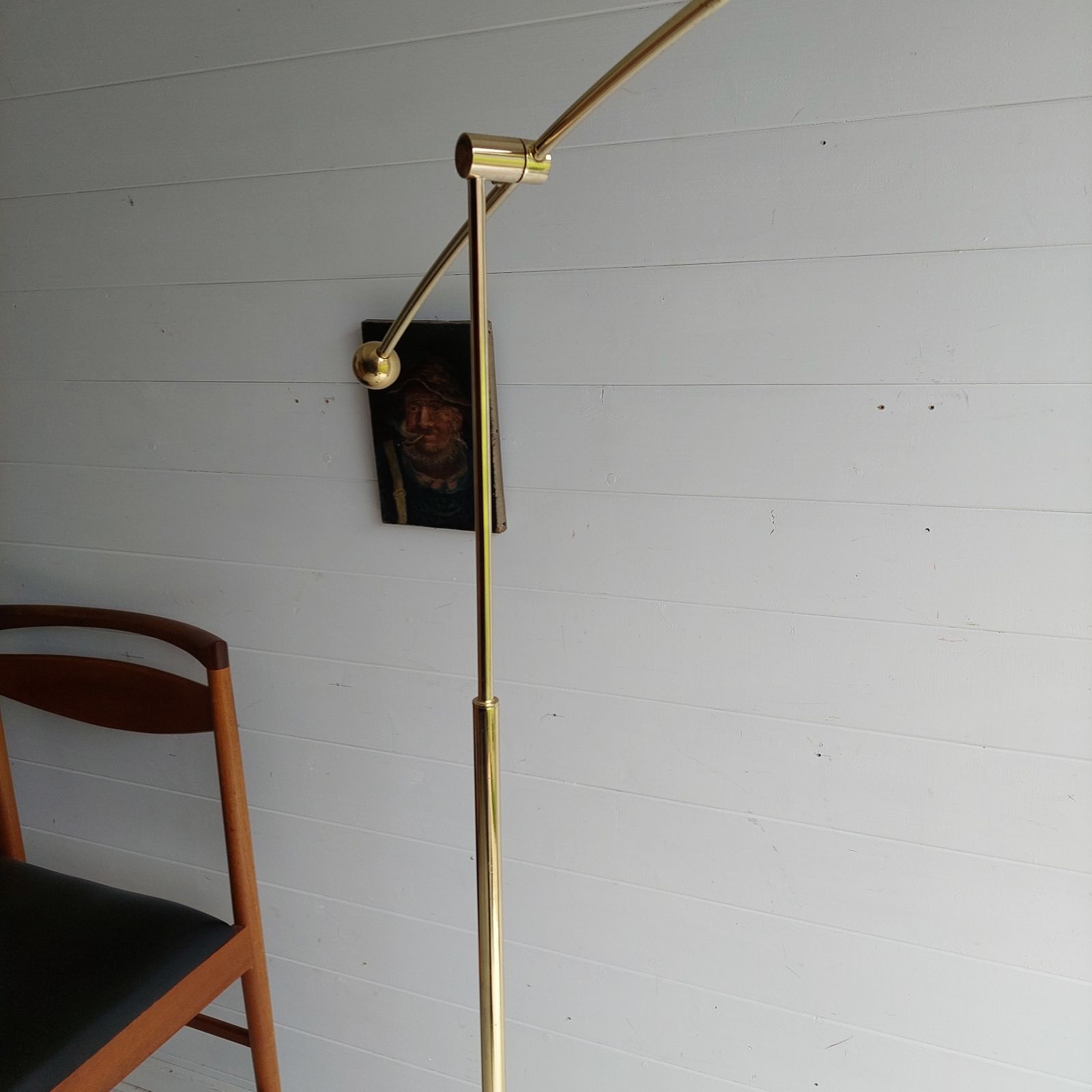 photo buy Mid Century Adjustable Brass Floor Lamp Counter Balance Minimalist, Germany, 1970s