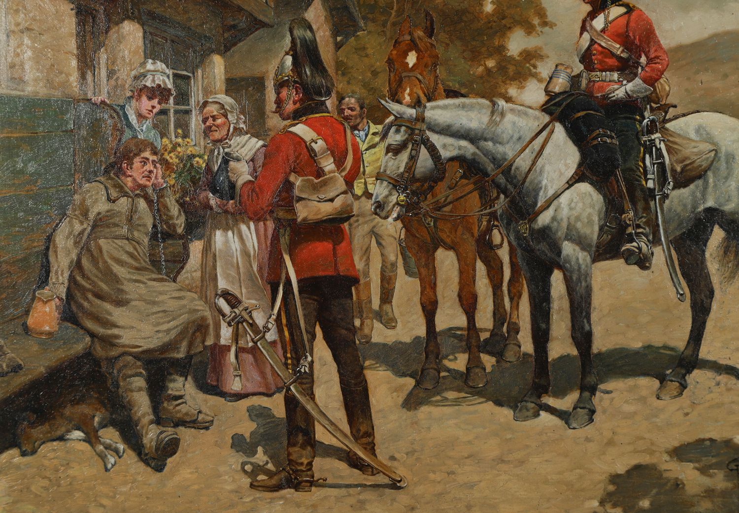 photo vinterior English Victorian Drunken & Disorderly Tavern Oil Painting Picture By Gilbert Scott Wright (Circa 1897)