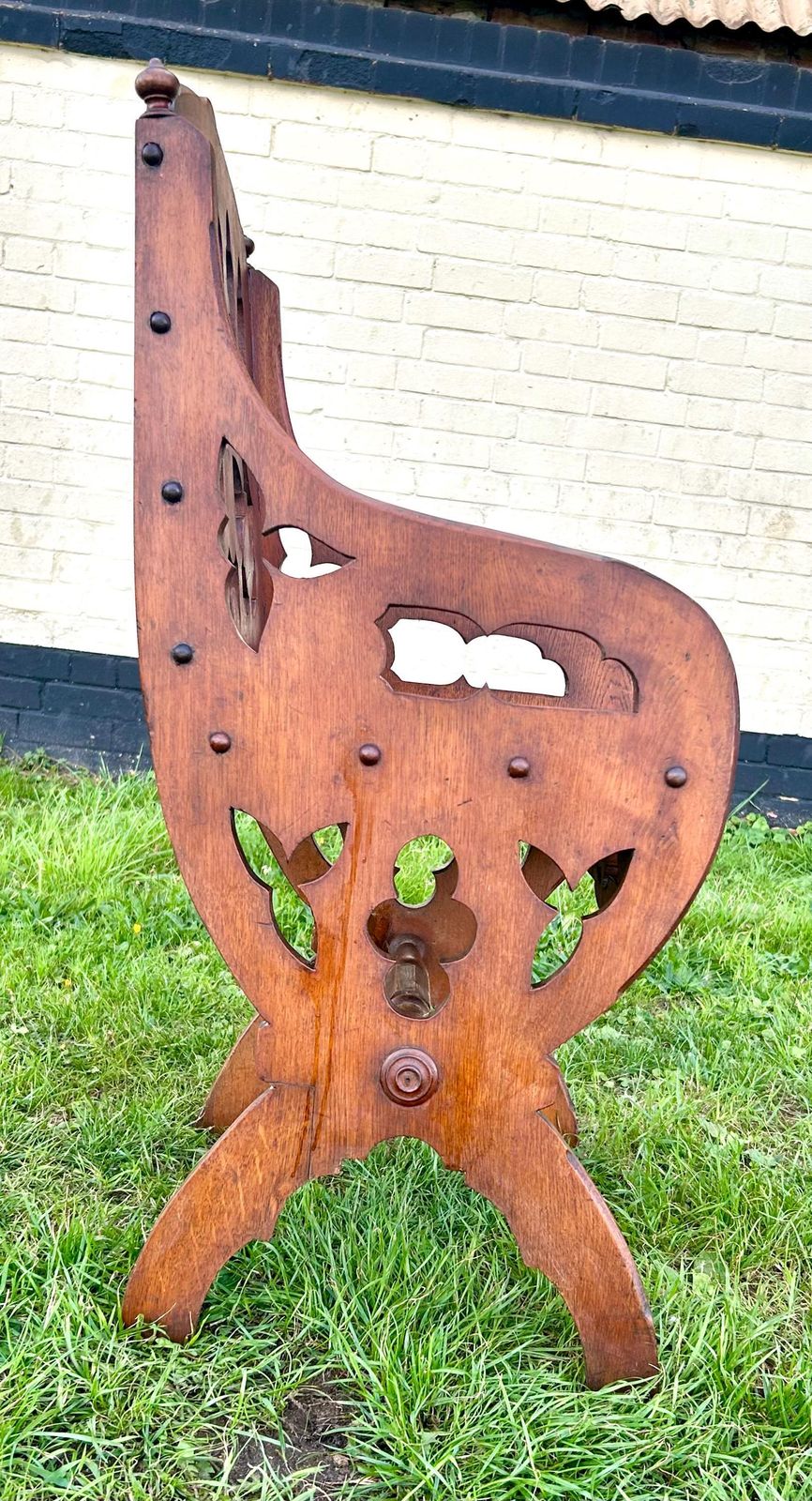 Victorian Oak Gothic Church Chair Wooden Hall Vintage Antique Industrial Seating Oak Mancave Ecclesiastical Chapel photo Furniture