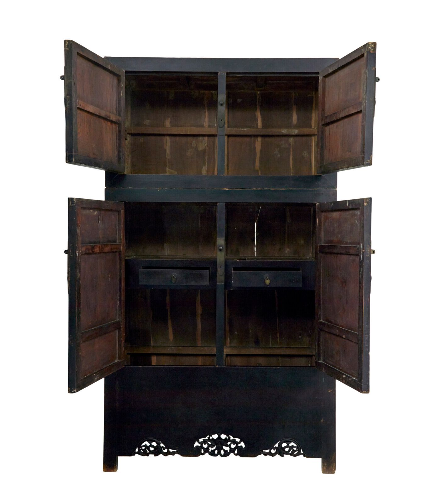 Furniture Pair Of 19th Century Black Lacquered Chinese Compound Cabinets photo