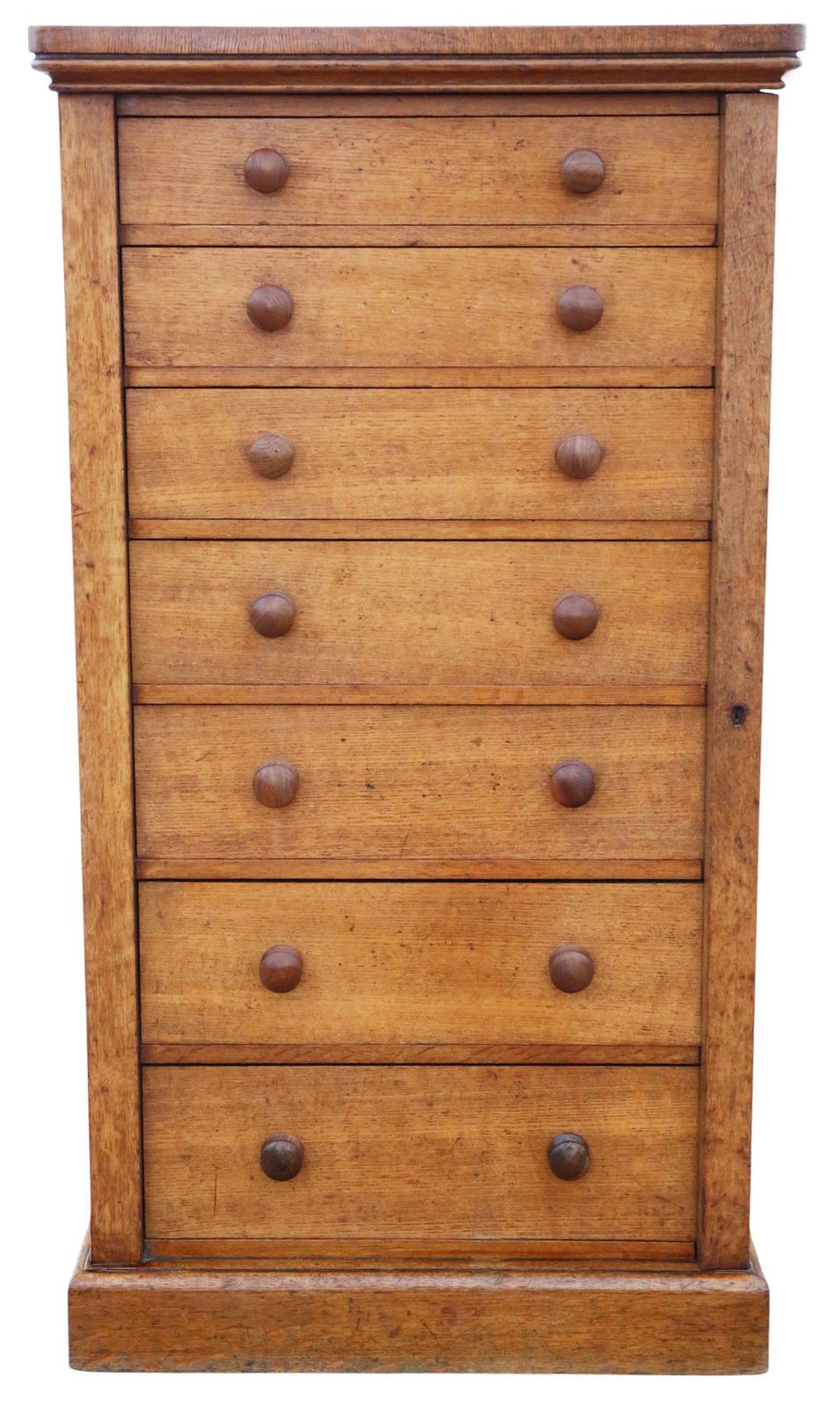 Antique 19th Century Oak Wellington Chest Of 7 Drawers – Fine Quality By Edwards & Roberts